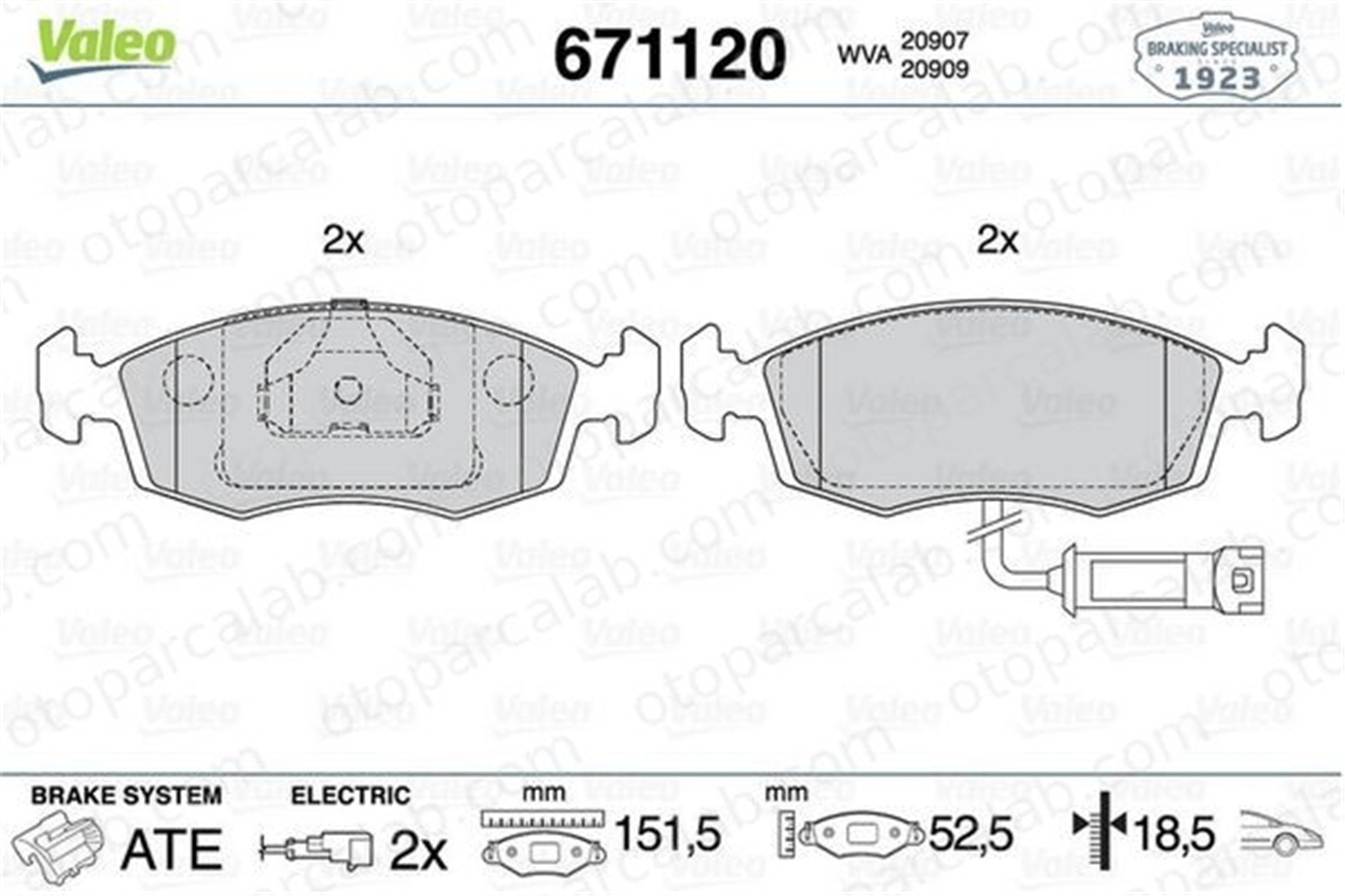 VALEO 671120 Fren Disk Balata Ön FORD SCORPIO I SCORPIO I Sedan 1647731 5020818