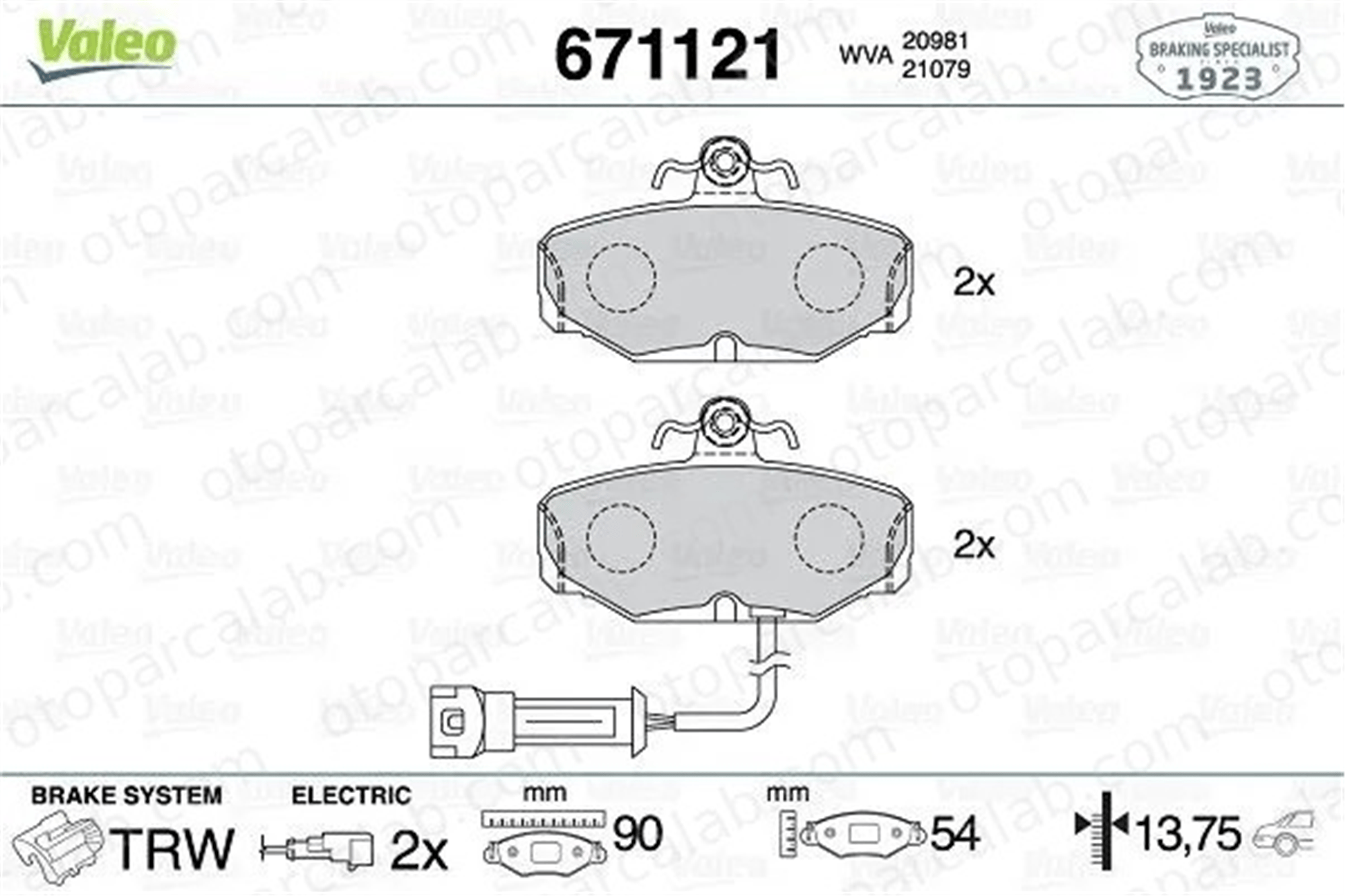 VALEO 671121 Fren Disk Balata Arka FORD SCORPIO I SCORPIO I Sedan 1111283 1666716