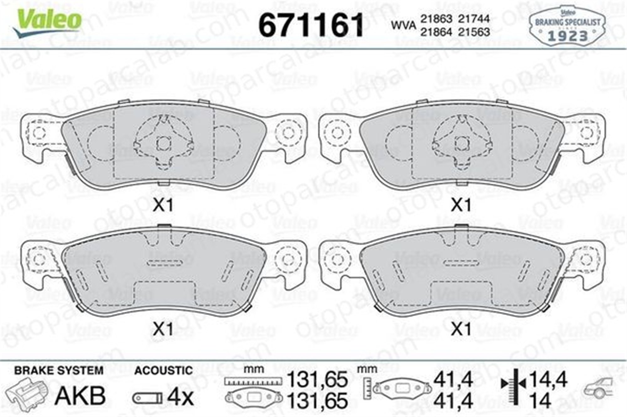 VALEO 671161 Fren Disk Balata Arka ISUZU TROOPER I PIAZZA 8944832230 8943621540