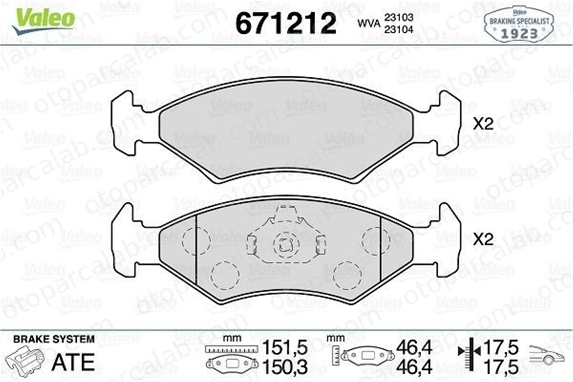 VALEO 671212 Fren Disk Balata Ön FORD FIESTA IV FIESTA Kasa/büyük limuzin MEYS6J2K021DF 1010503