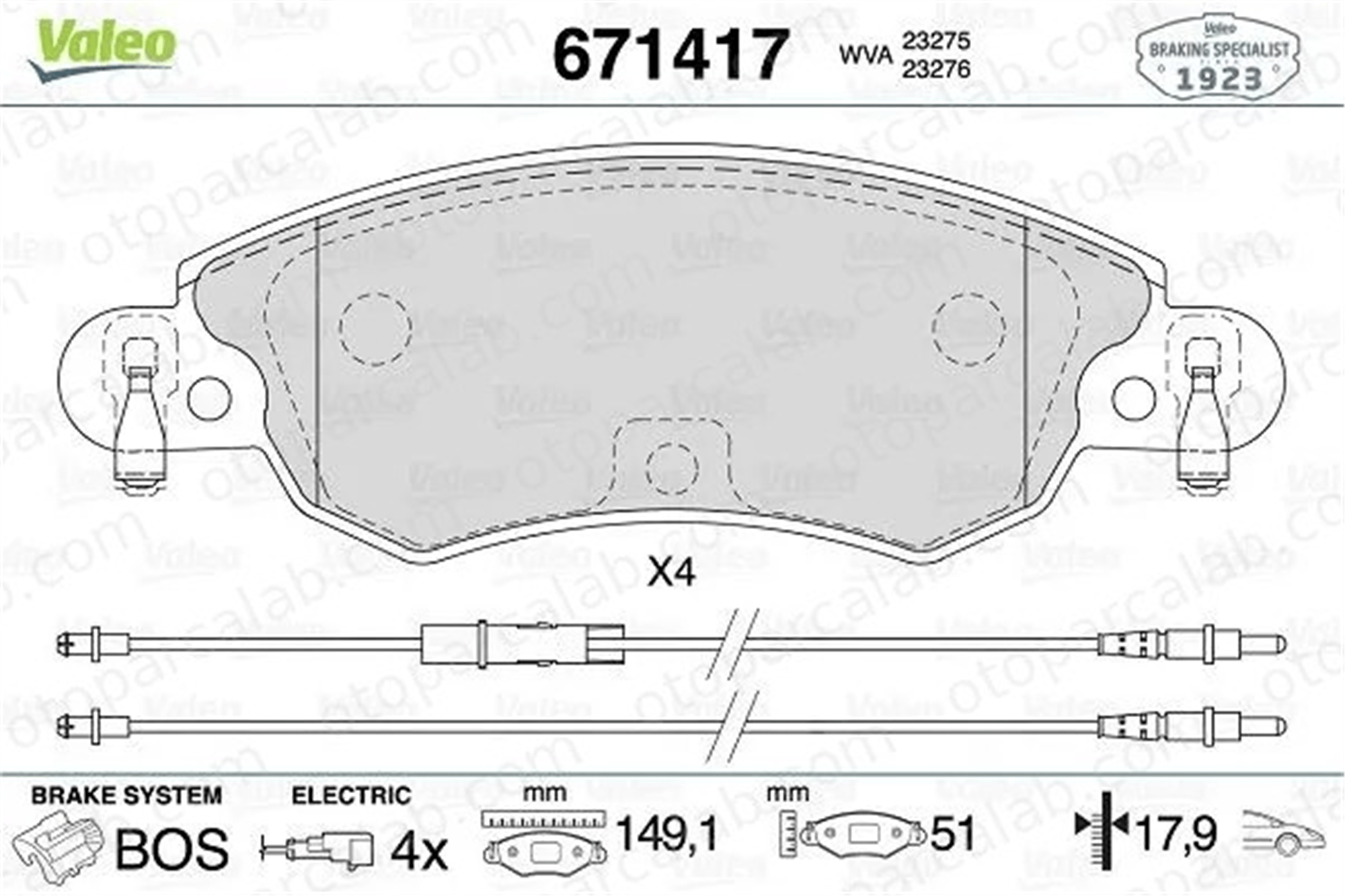VALEO 671417 Fren Disk Balata Ön CITROËN C5 II C5 I 25214 425287