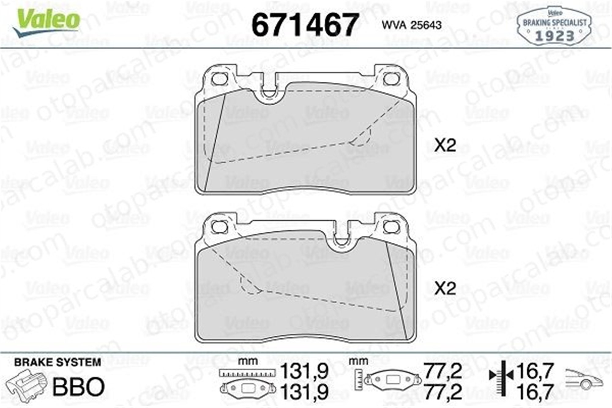 VALEO 671467 Fren Disk Balata Ön AUDI Q5 A7 Sportback 8R0698151C 8R0698151AA