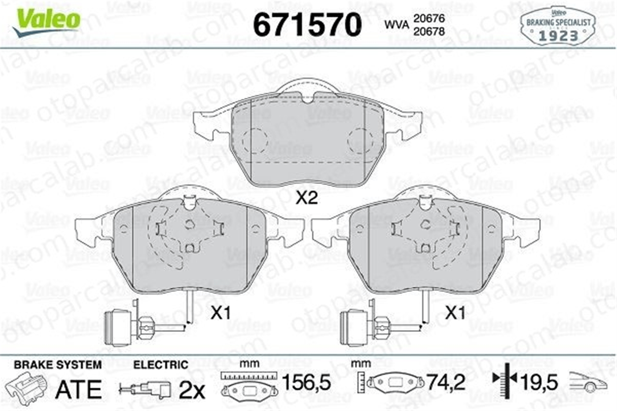 VALEO 671570 Fren Disk Balata Ön AUDI A6 C4 Avant A6 C4 4A0698151C 4A0698151