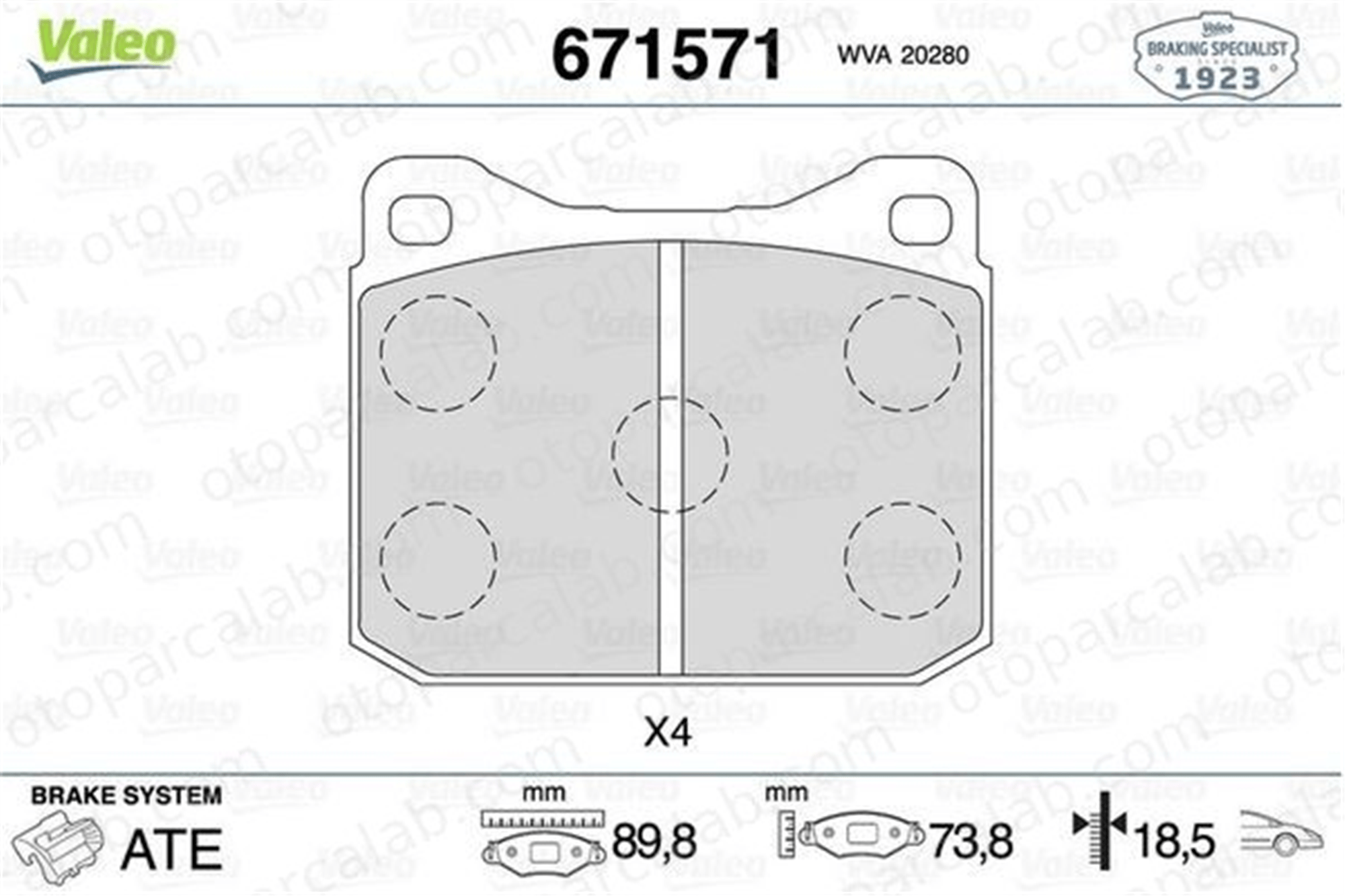 VALEO 671571 Fren Disk Balata Ön VW LT 28-35 I Platform şasi LT 28-35 I Minibüs/Otobüs 281698151A 281698151