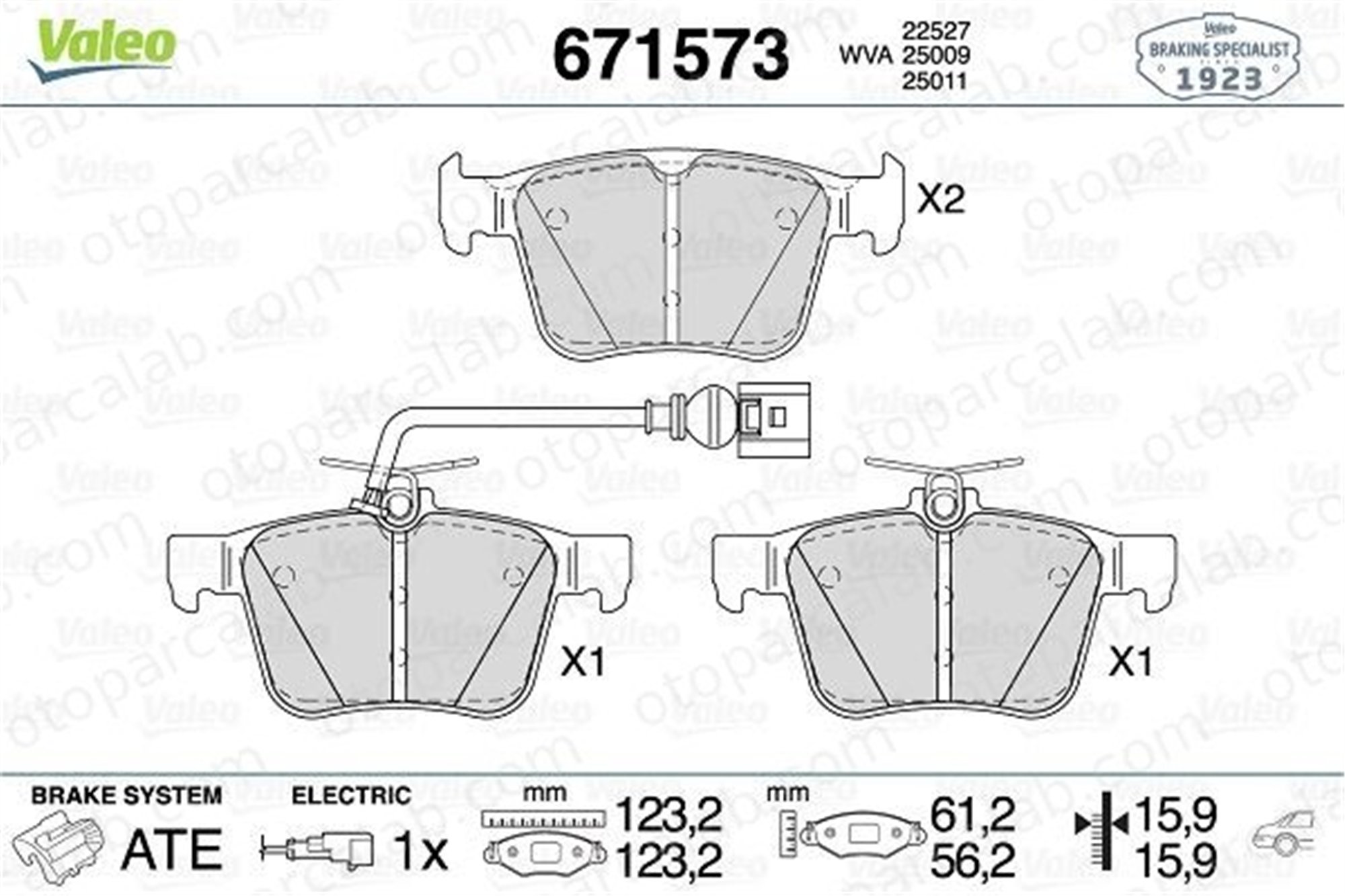 VALEO 671573 Fren Disk Balata Arka AUDI A3 Sportback A3 Limousine 8V0698451 8V0698451C
