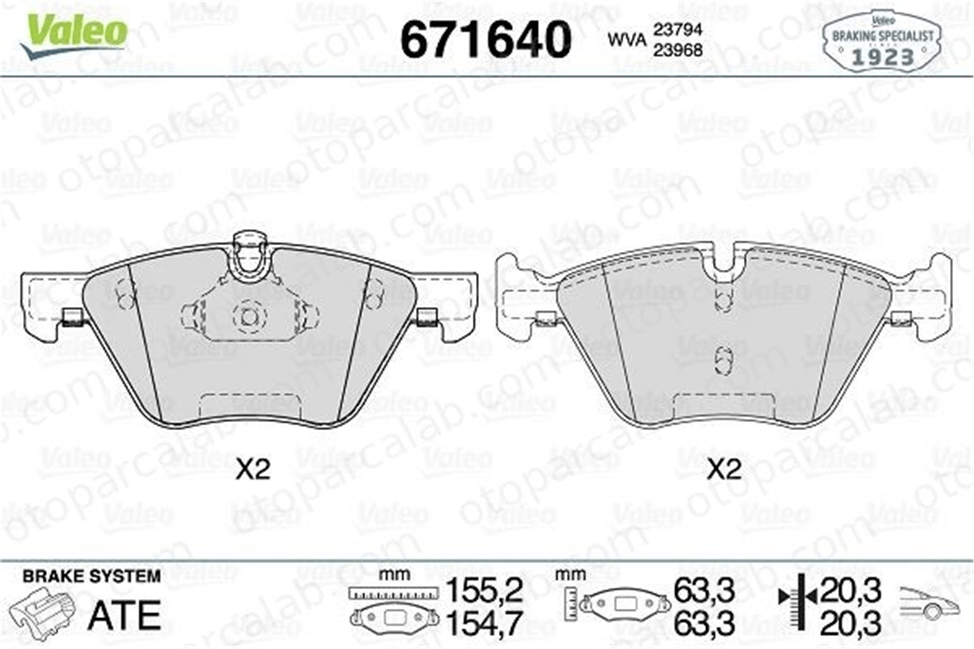 VALEO 671640 Fren Disk Balata Ön BMW 3 Touring 3 34116763617 2288875