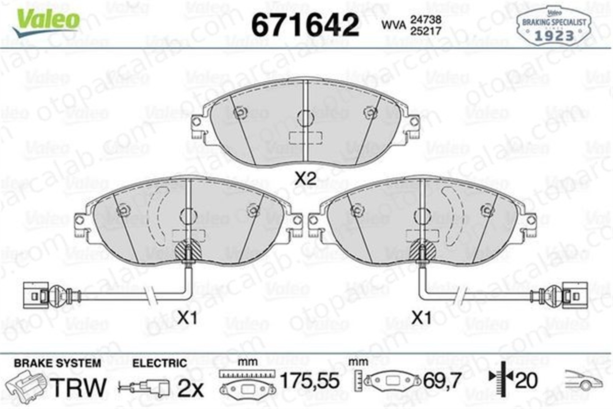 VALEO 671642 Fren Disk Balata Ön VW GOLF VII GOLF VII Variant 5QJ698151