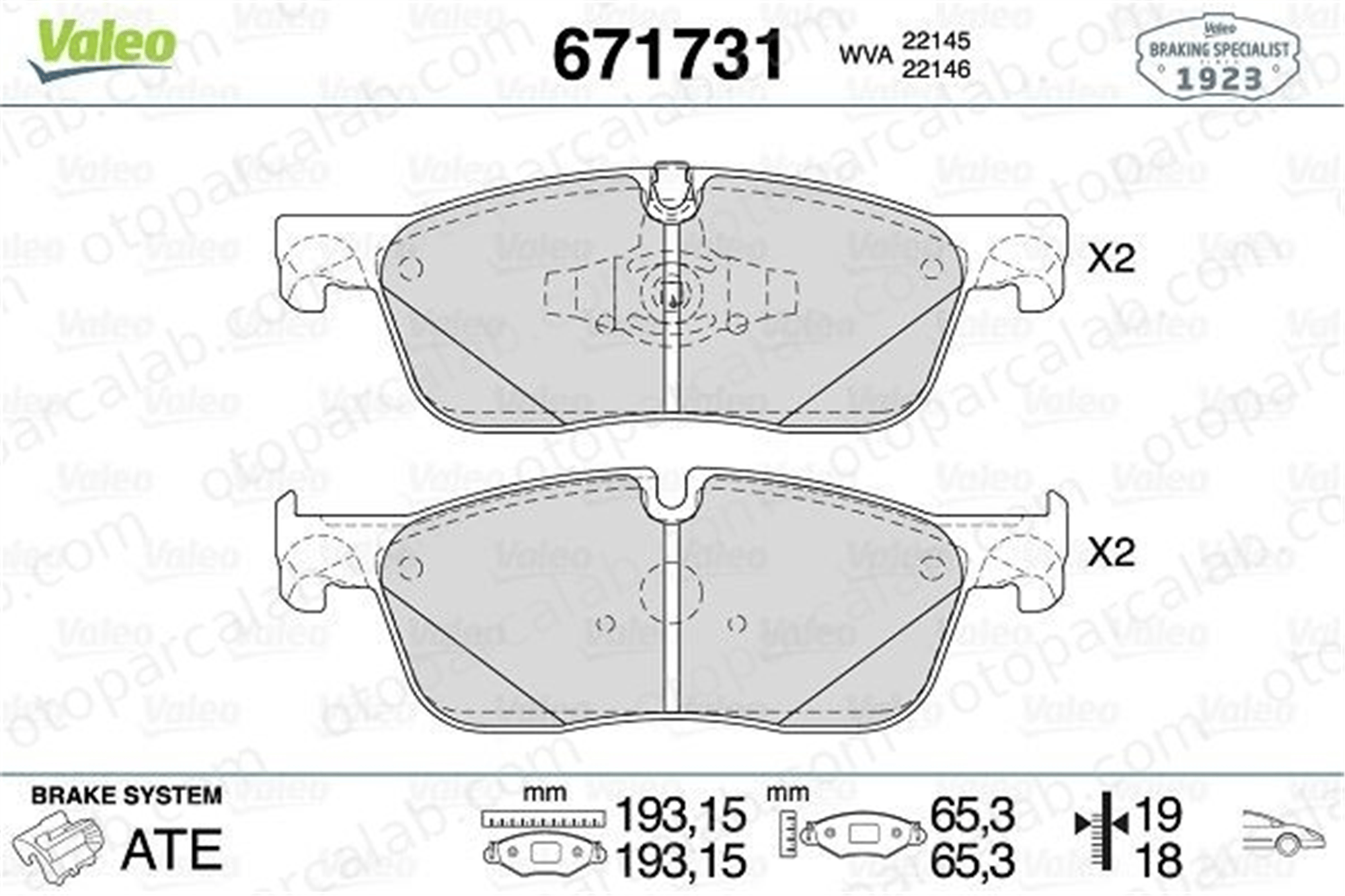VALEO 671731 Fren Disk Balata Ön LAND ROVER RANGE ROVER EVOQUE DISCOVERY SPORT LR072681 C2C41984