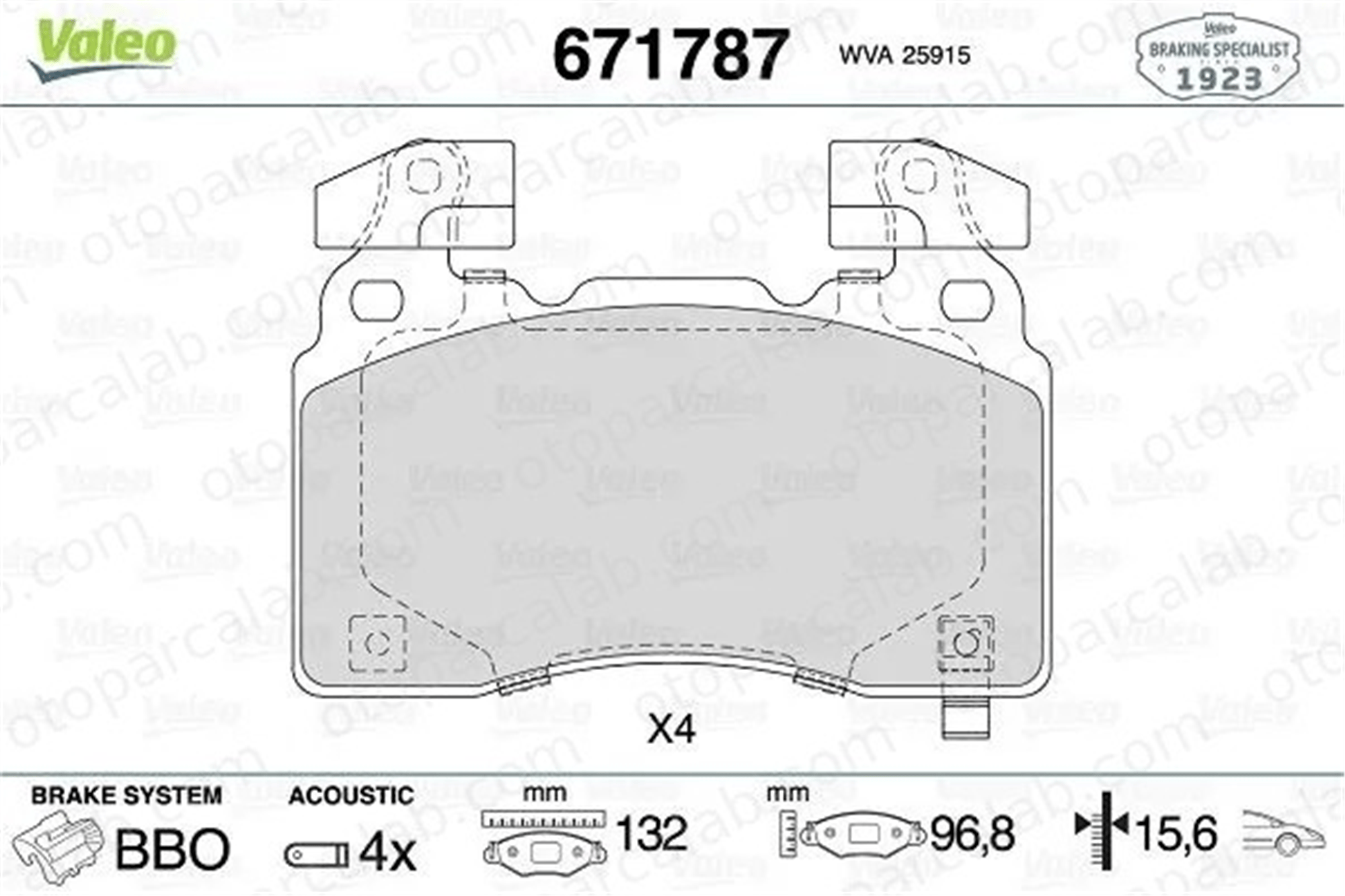 VALEO 671787 Fren Disk Balata Ön OPEL INSIGNIA B Grand Sport INSIGNIA B Sports Tourer 23441307 84732488