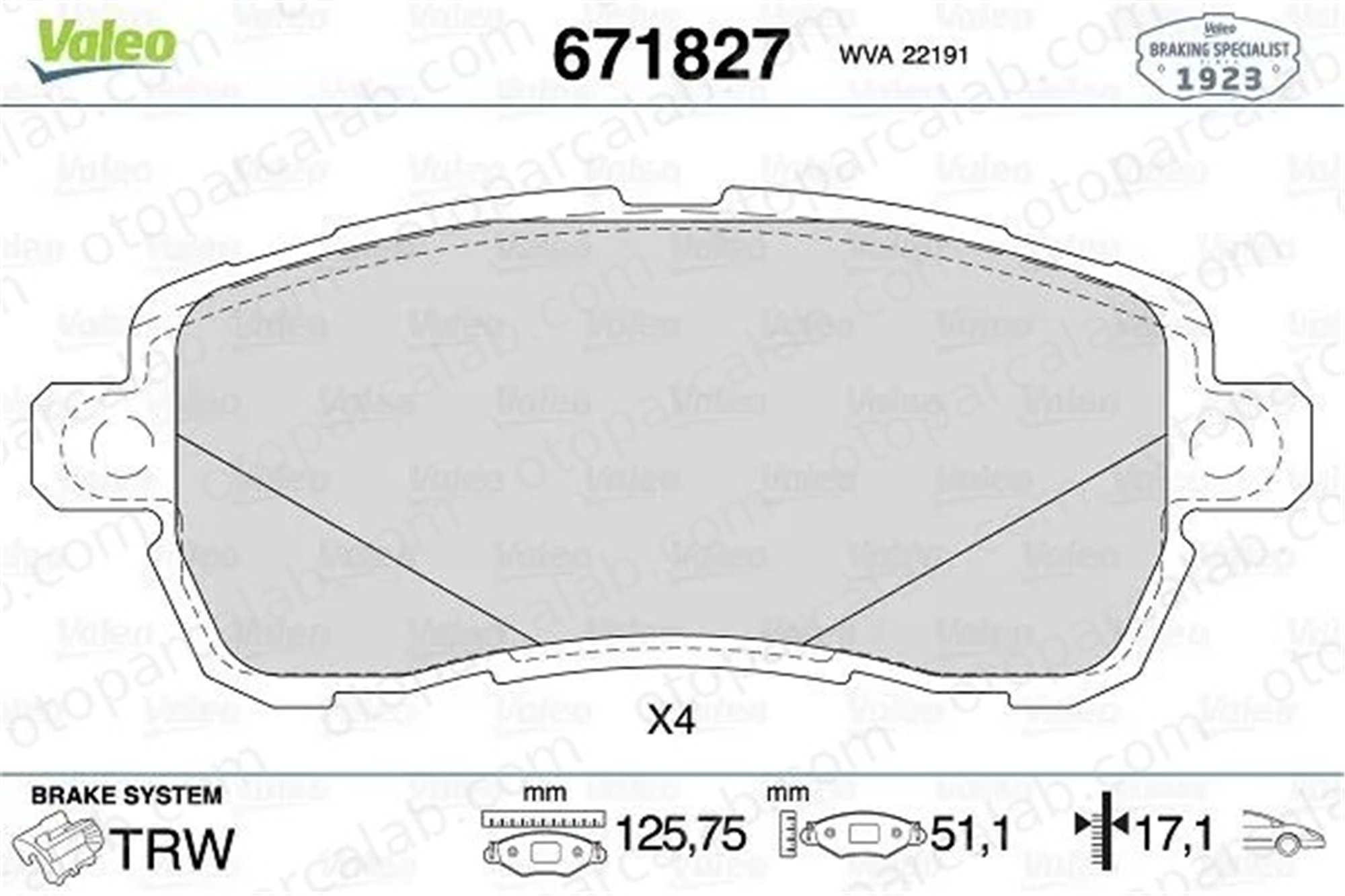 VALEO 671827 Fren Disk Balata Ön FORD KA+ III G1B52001AA 2017679