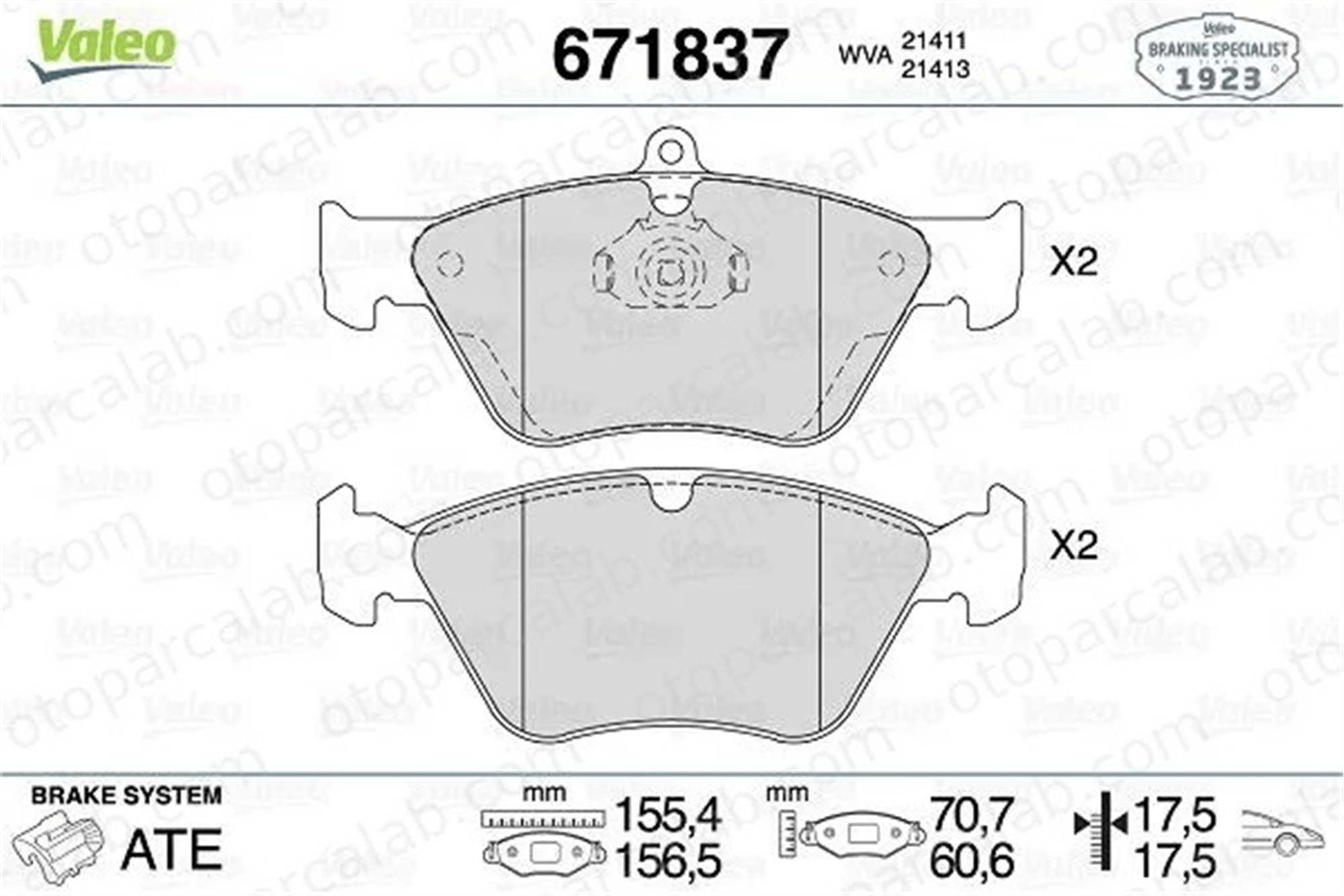 VALEO 671837 Fren Disk Balata Ön SAAB 900 II Coupe 900 II Cabrio 1605855 4467049