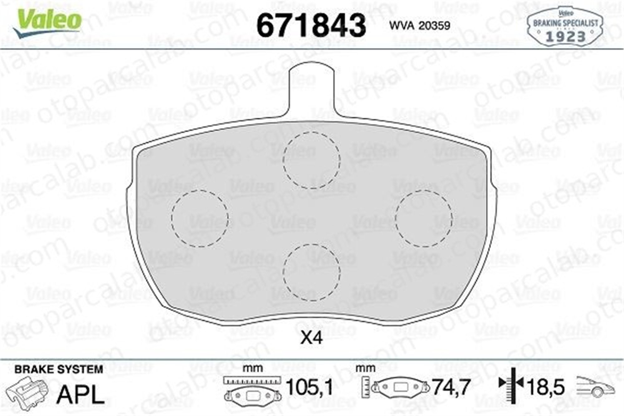 VALEO 671843 Fren Disk Balata Ön FORD TRANSIT Minibüs/Otobüs TRANSIT Panelvan/Van 1571570 4431470