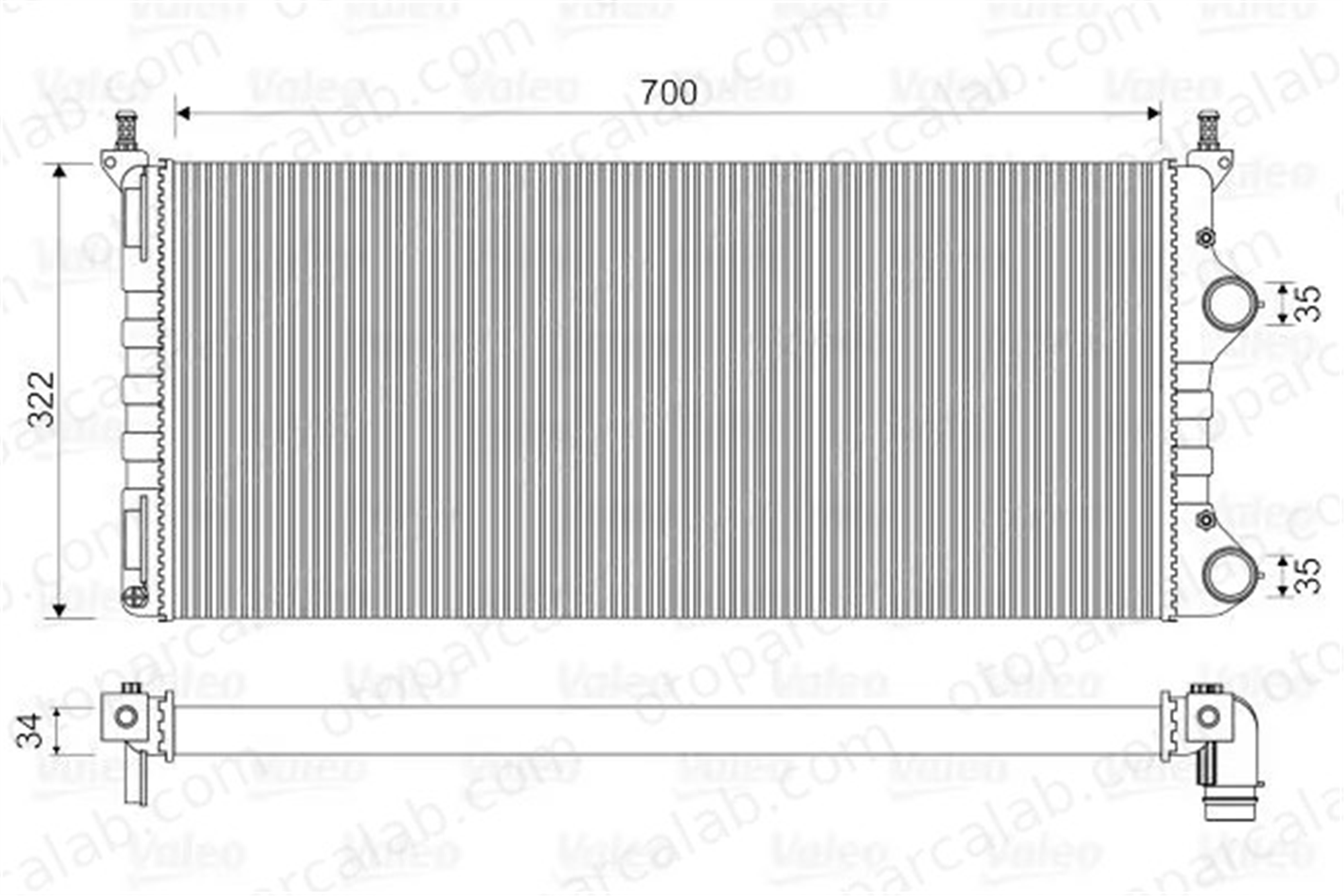 VALEO 734692 Su Radyatörü FIAT DOBLO Kasa/büyük limuzin DOBLO MPV 46807378 51779233