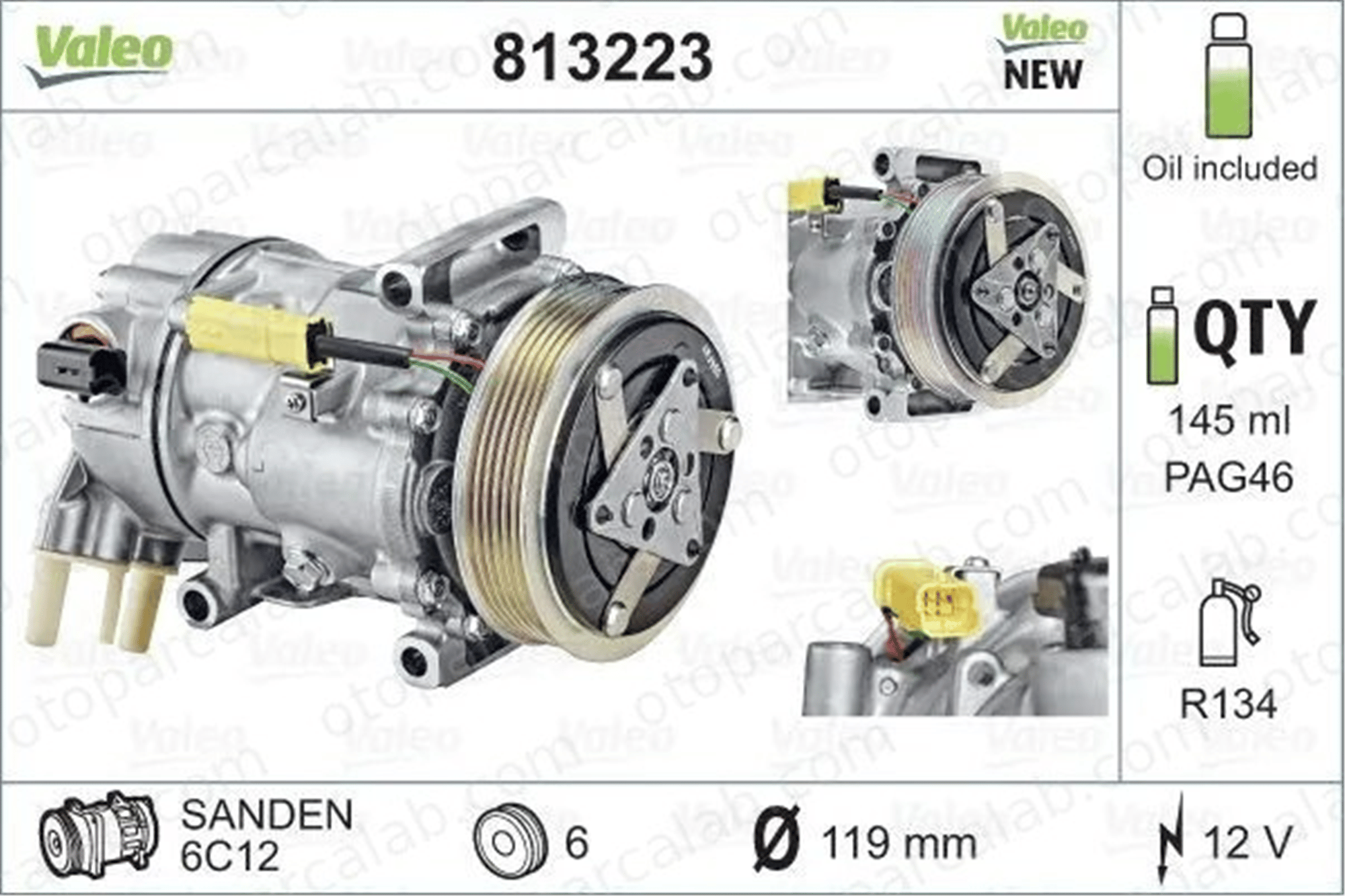 VALEO 813223 Klima Kompresörü CITROËN DS3 BERLINGO Kasa/büyük limuzin 6453AQ 6453QJ