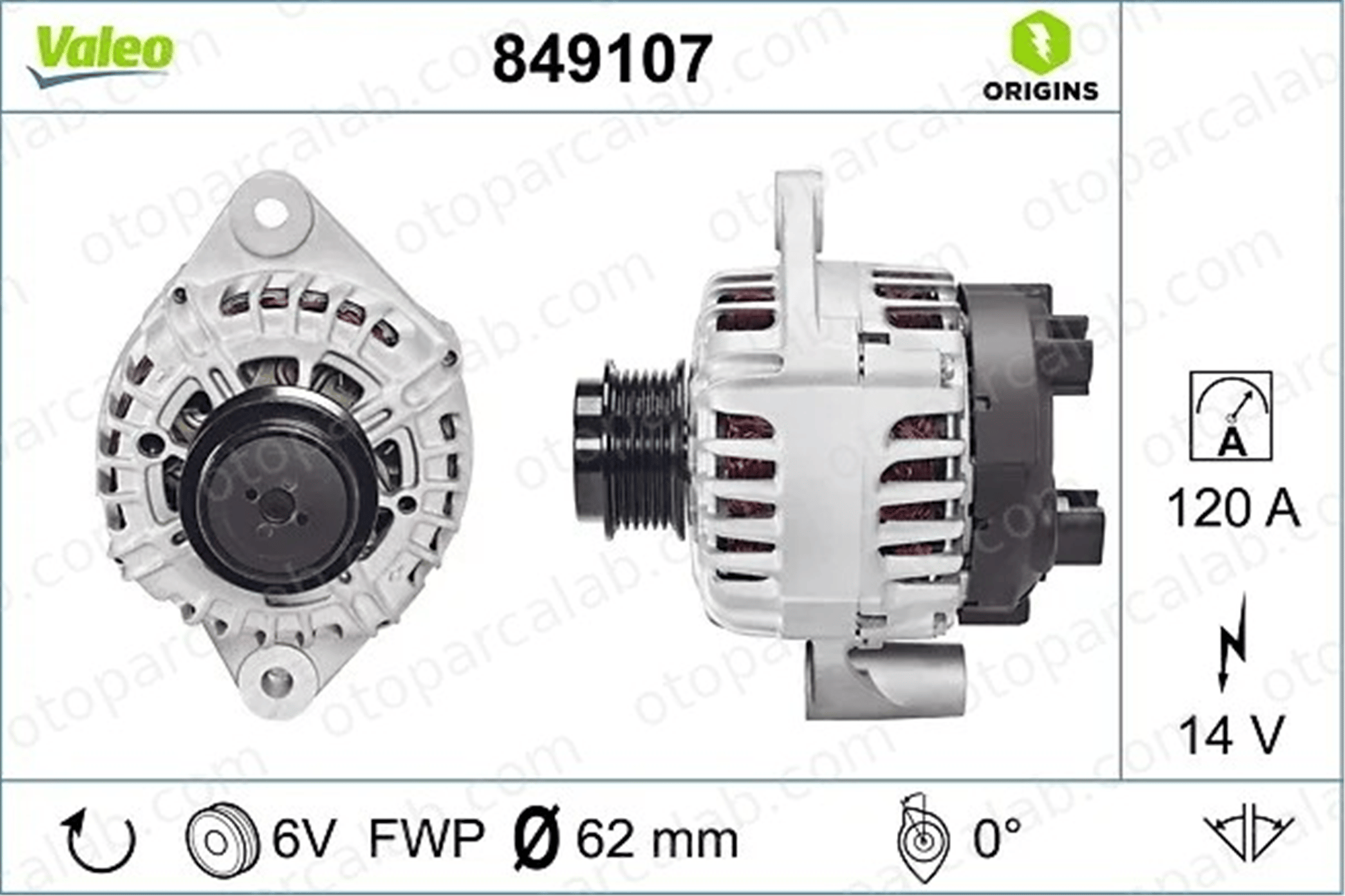 VALEO 849107 Alternatör ALFA ROMEO 159 159 Sportwagon 71773263 73503235