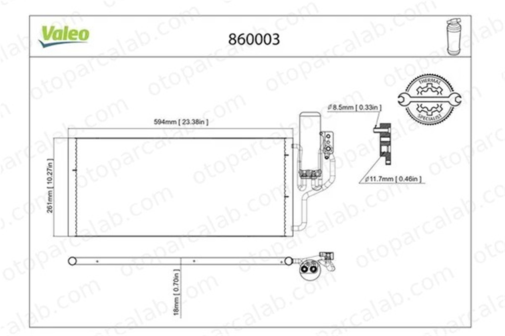 VALEO 860003 Klima Radyatörü OPEL COMBO Kasa/büyük limuzin COMBO Tour 93177423 1850093