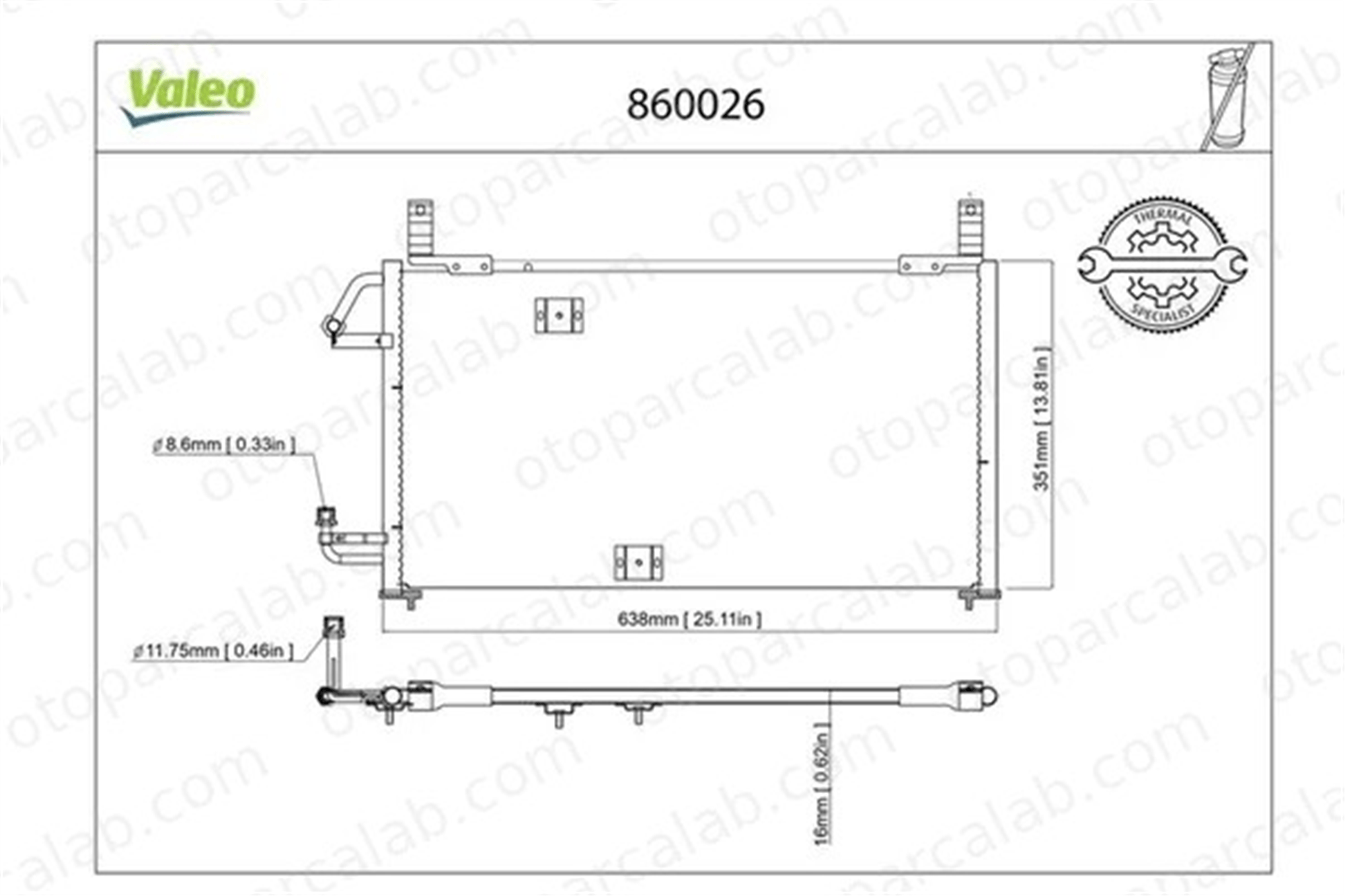 VALEO 860026 Klima Radyatörü DAEWOO ESPERO NEXIA 96120707 96164823