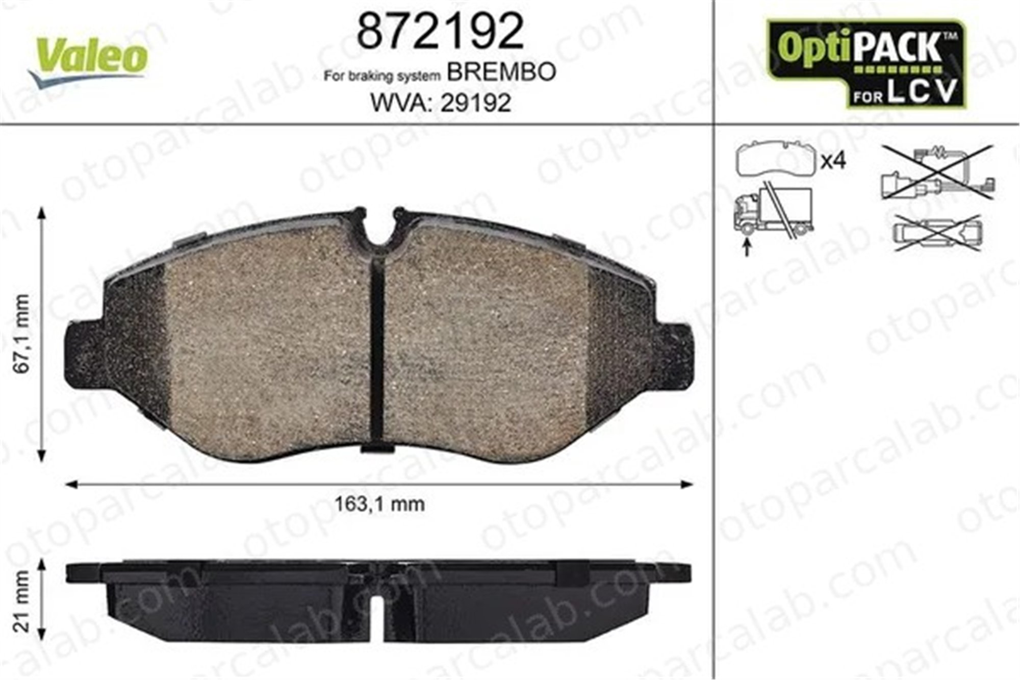 VALEO 872192 Fren Disk Balata Ön MERCEDES-BENZ SPRINTER 3,5-t Panelvan/Van SPRINTER 3,5-t Platform şasi 2E0698151 A9064210400