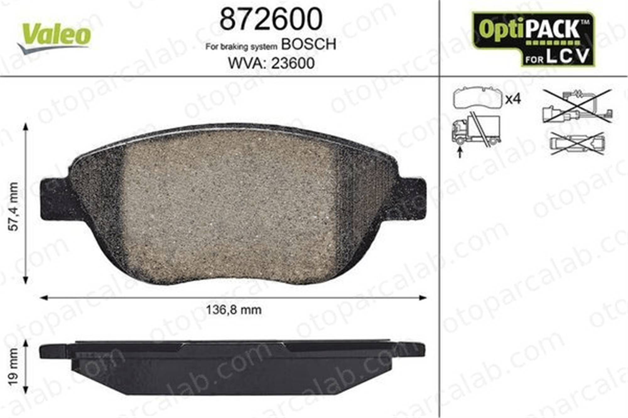 VALEO 872600 Fren Disk Balata Ön CITROËN BERLINGO / BERLINGO FIRST MPV PEUGEOT PARTNER MPV 425385 425235