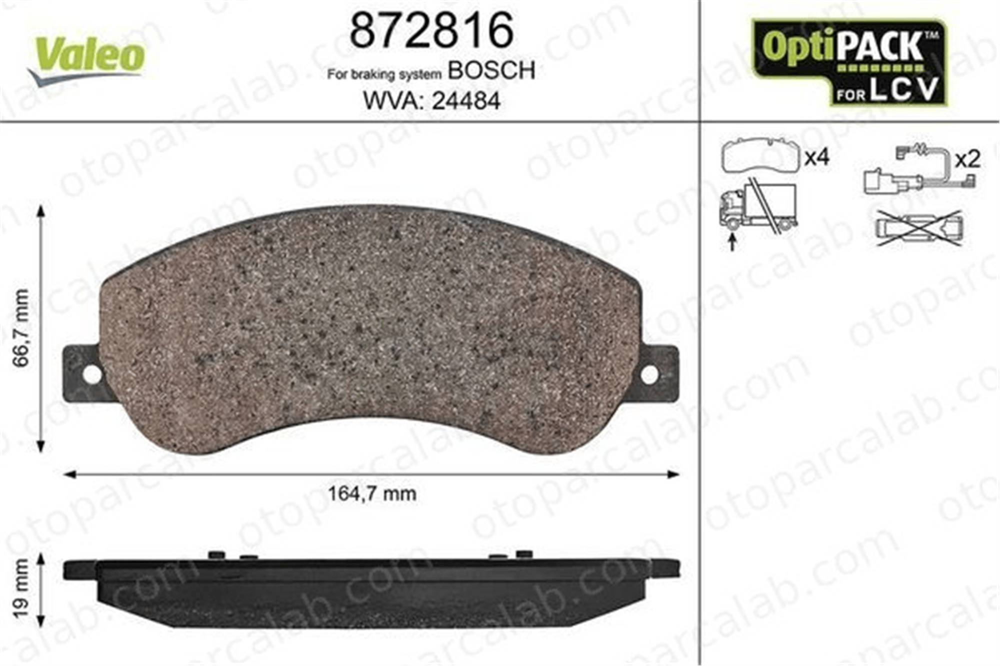 VALEO 872816 Fren Disk Balata Ön FORD TRANSIT Panelvan/Van TRANSIT Platform şasi 1560014 1371402