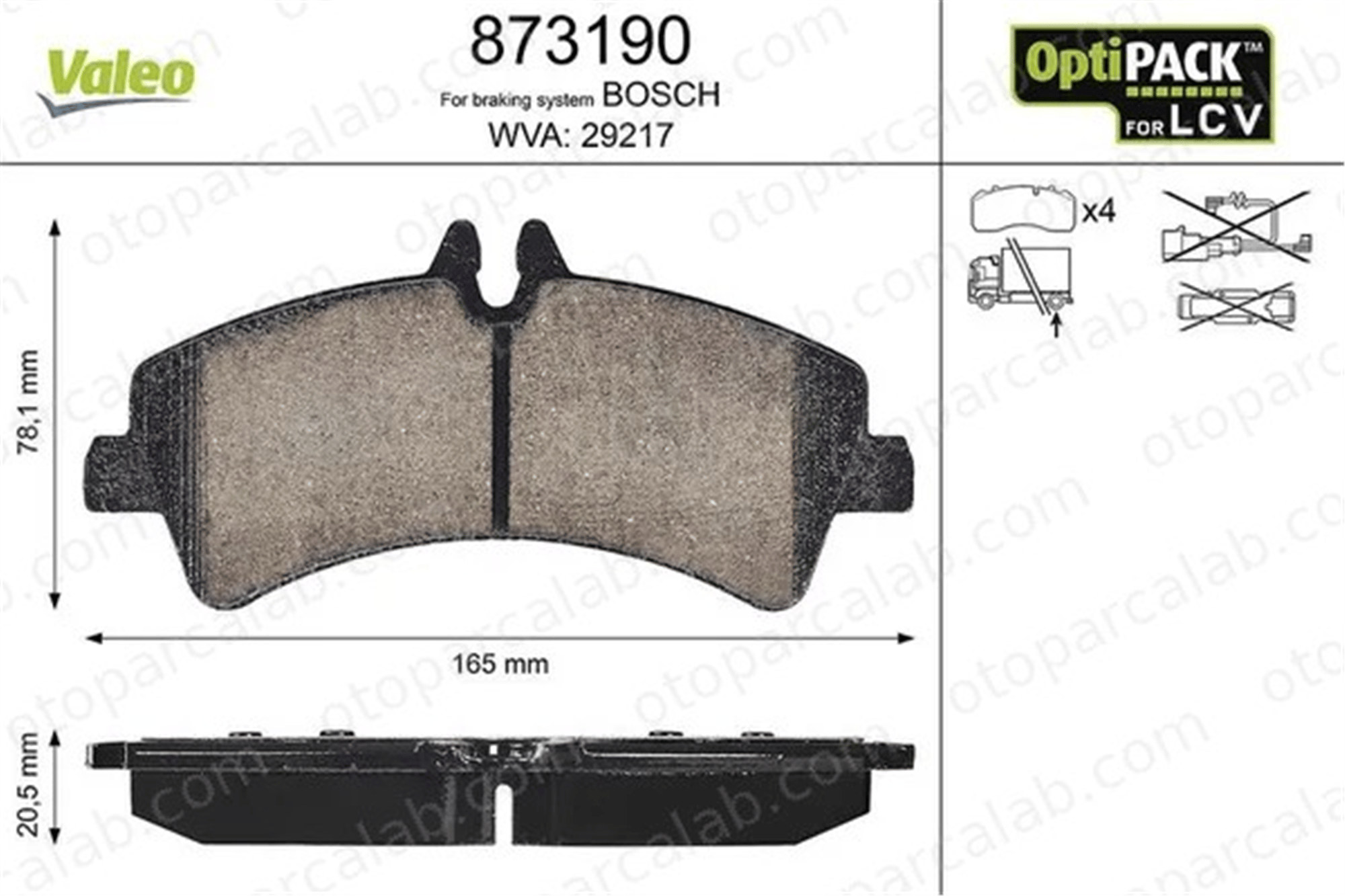 VALEO 873190 Fren Disk Balata Arka MERCEDES-BENZ SPRINTER 5-t Panelvan/Van SPRINTER 5-t Platform şasi 44208120 0044208120