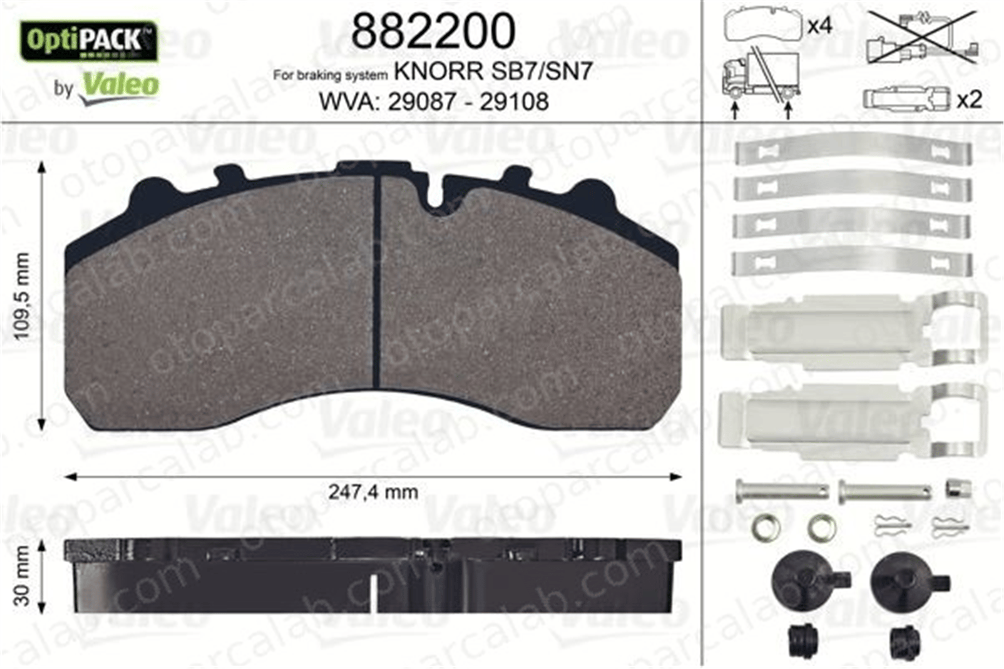 VALEO 882200 Fren Disk Balata Ön veya Arka MAN F90 MERCEDES-BENZ AROCS 4210510 4214310
