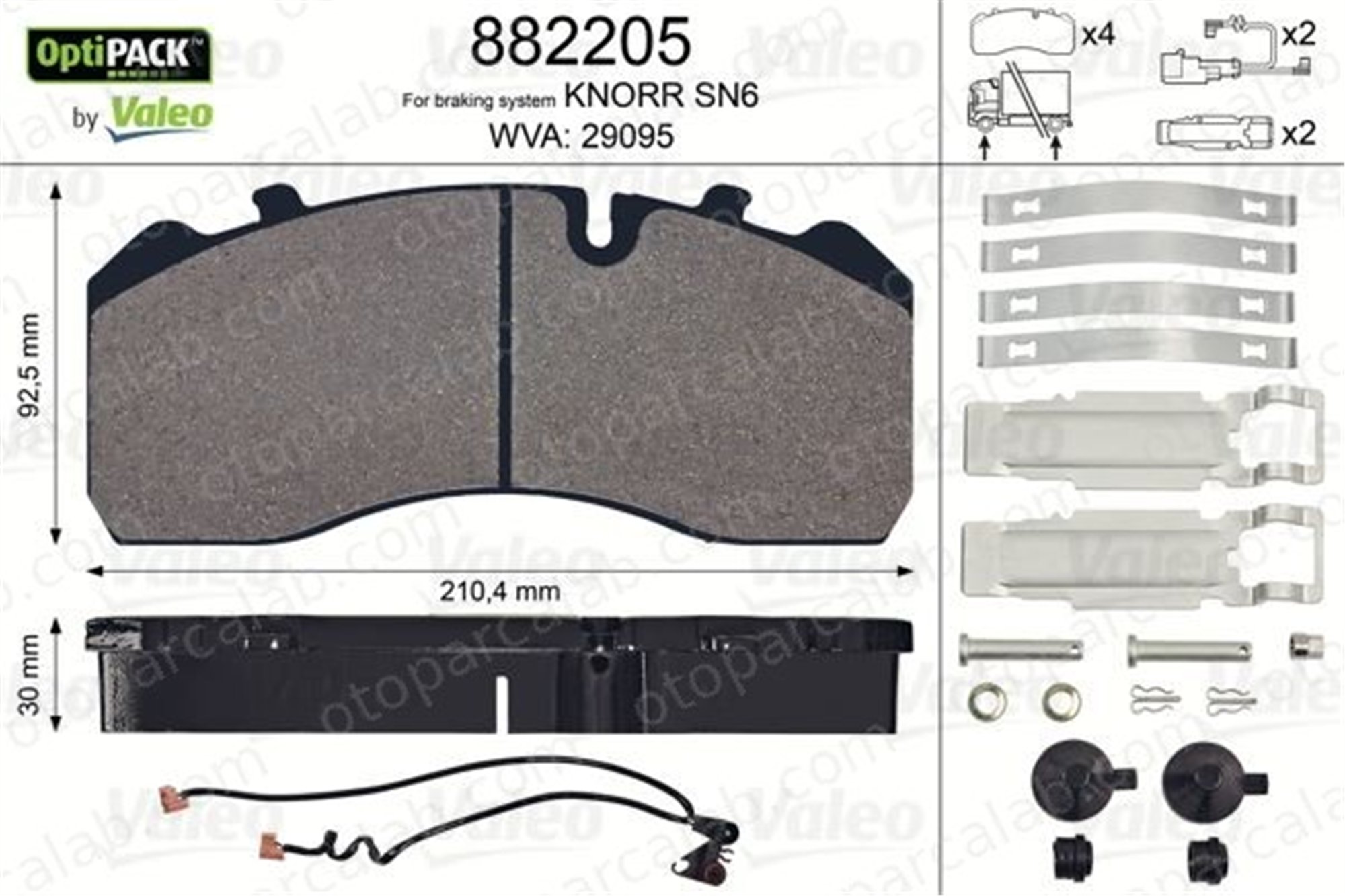 VALEO 882205 Fren Disk Balata Ön MERCEDES-BENZ AROCS IVECO STRALIS II 2992336 81508206008