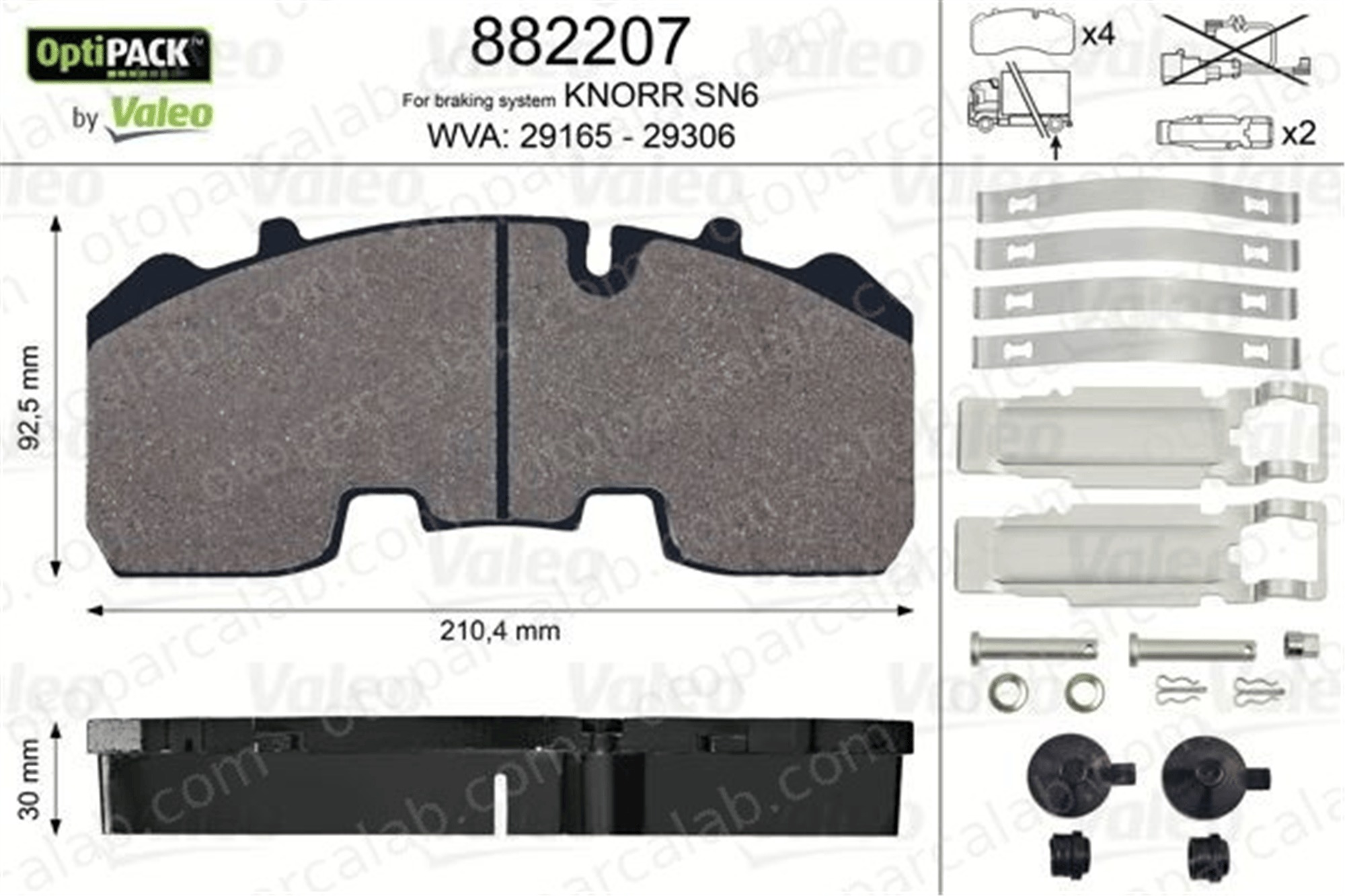 VALEO 882207 Fren Disk Balata Ön MAN F90 MERCEDES-BENZ AROCS 2992336 2996468