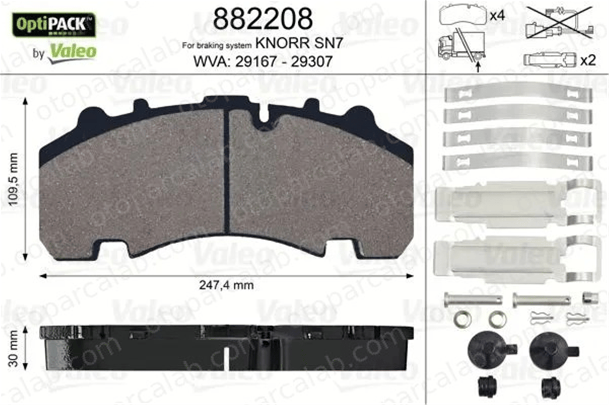 VALEO 882208 Fren Disk Balata Ön MAN F90 MERCEDES-BENZ AROCS 509290070 980102570