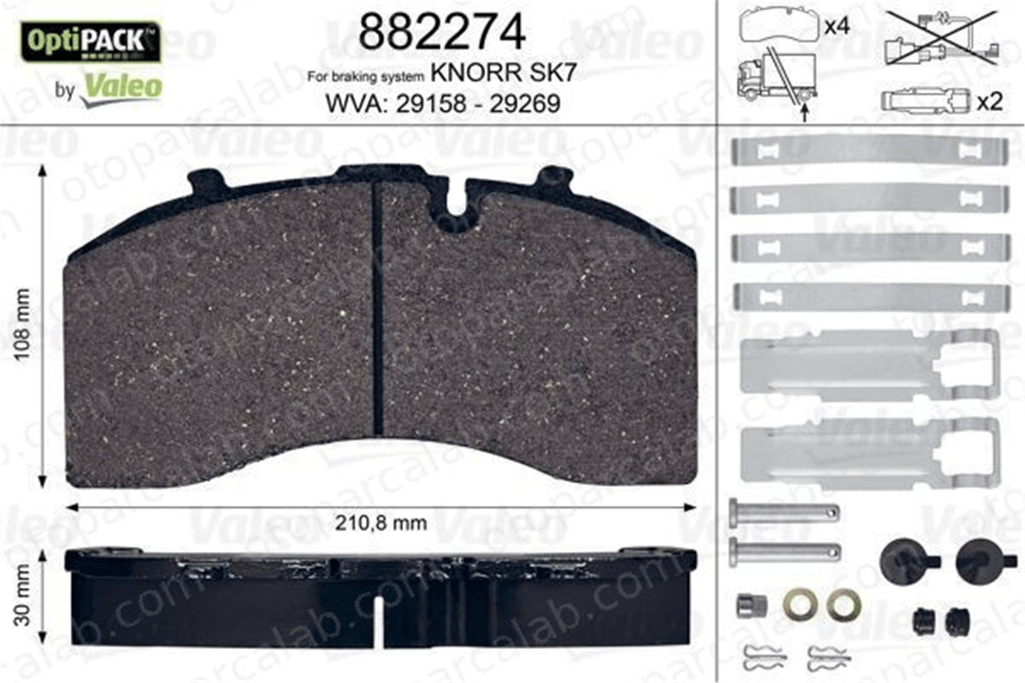 VALEO 883174 Fren Disk Balata Arka MAN F90 MERCEDES-BENZ AROCS 44207020 A0044207020