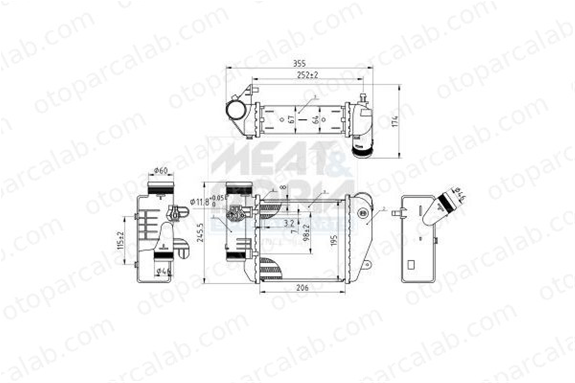 VEKA 42-1308 Turbo Radyatörü AUDI A6 C6 A6 C6 Avant 4F0145805E 4F0145805AF