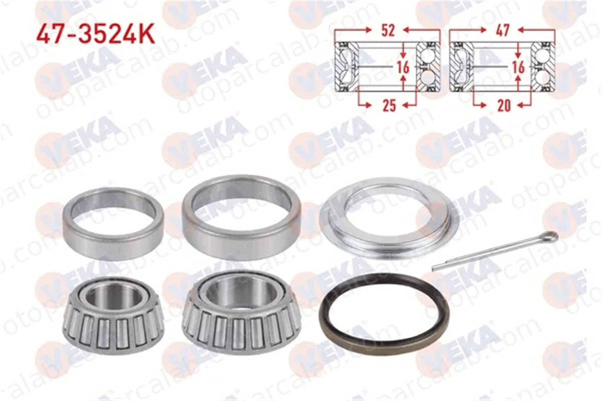VEKA 47-3524K Teker Rulmanı Arka Sağ veya Sol RENAULT TRUCKS B Panelvan/Van B Platform şasi 8200061679 59130205