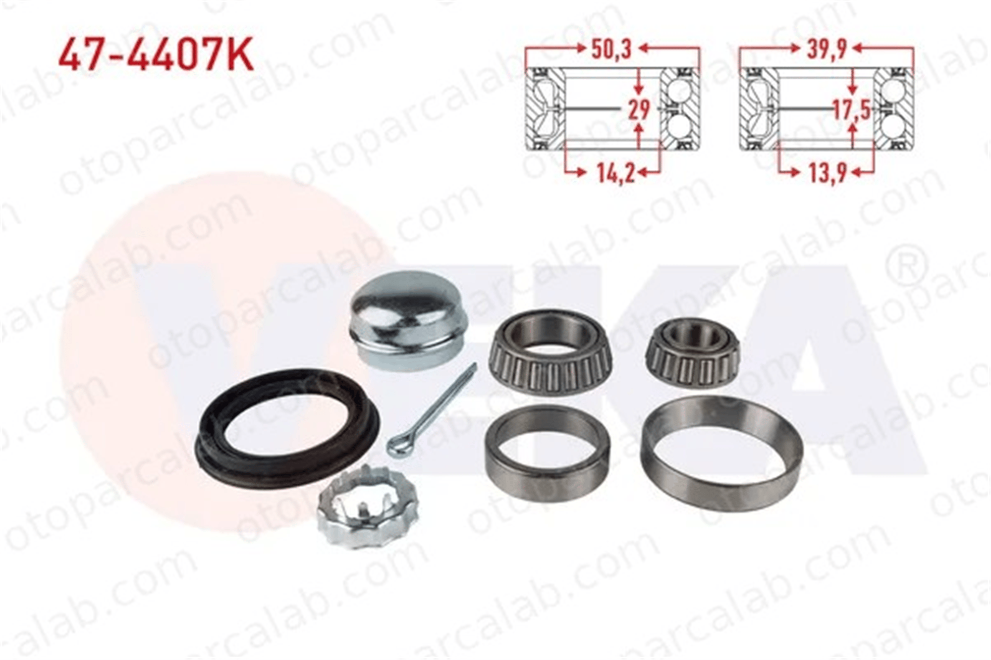 VEKA 47-4407K Teker Rulmanı Arka Sağ veya Sol VW GOLF II SEAT IBIZA II 191598625 311405625B