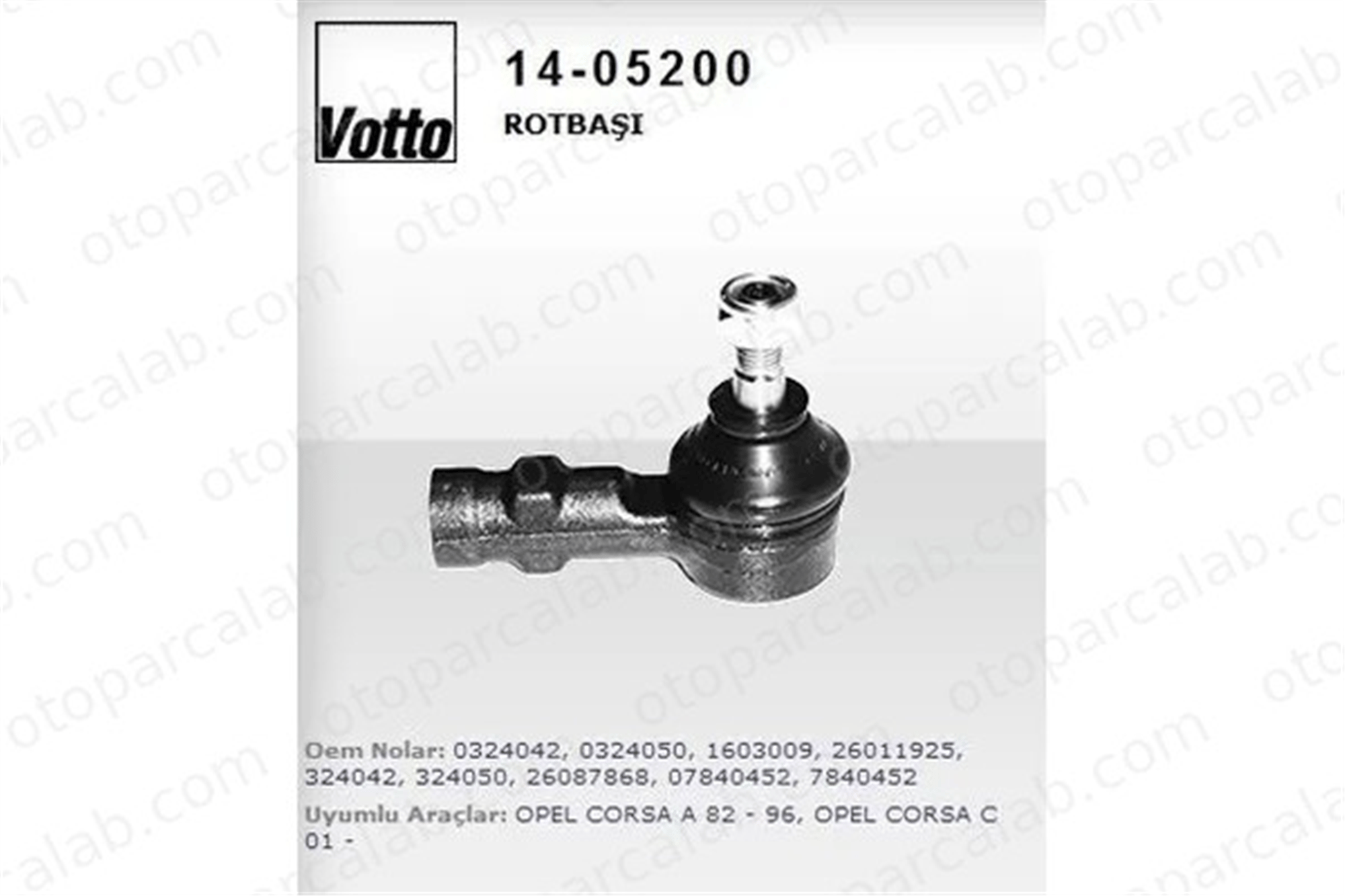 VOTTO 14-05200 Rot Başı Sağ veya Sol OPEL CORSA A Hatchback COMBO Kasa/büyük limuzin 1603009 26011925