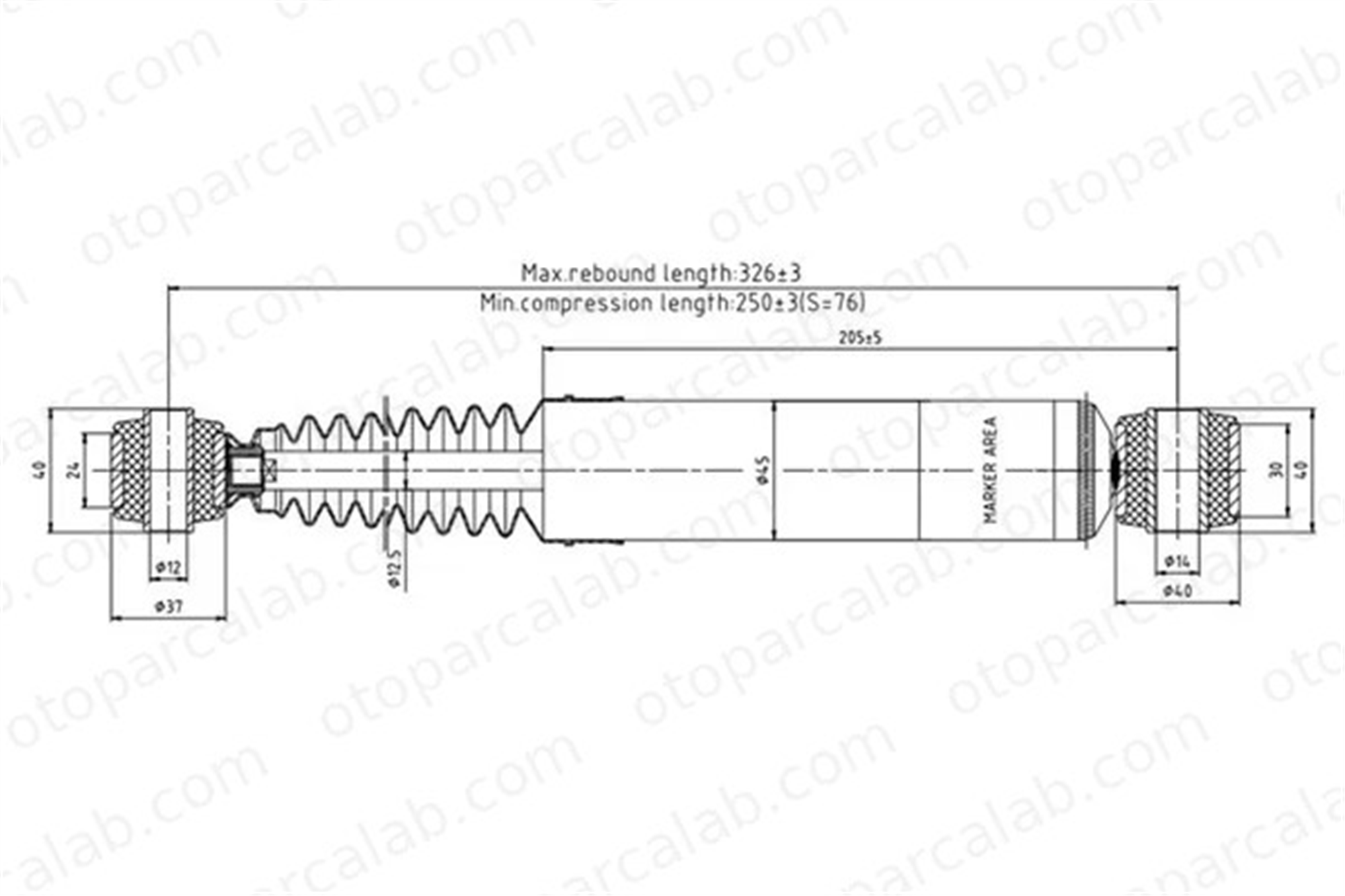 VOTTO A-1213G Amortisör Arka Sağ veya Sol PEUGEOT 205 II CITROËN ZX 5206V7 1623311780