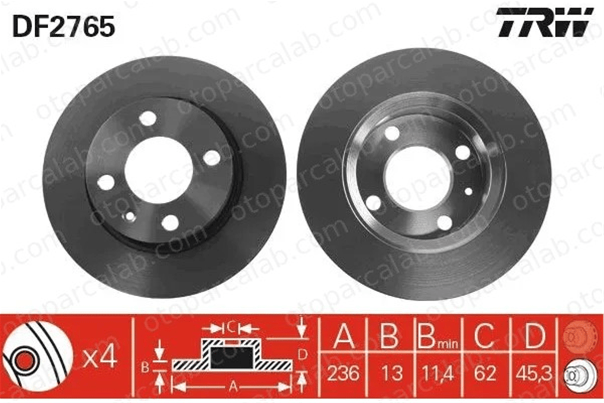 WALBURG WBD1243 Fren Disk Ayna Ön Sağ ve Sol SKODA FAVORIT FELICIA I 2415019 6U0615301