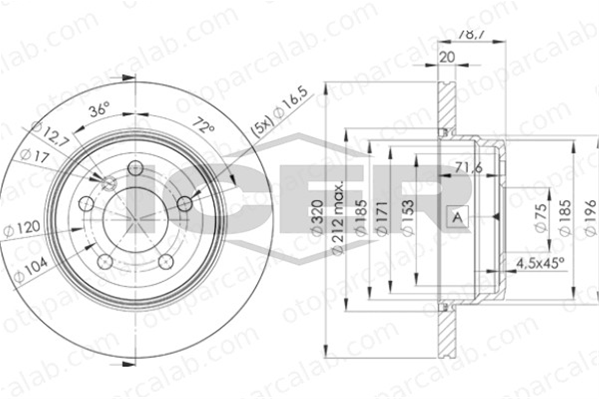 WALBURG WBD1514CD Fren Disk Ayna Arka Sağ ve Sol BMW X5 X6 34216771970 34216793247
