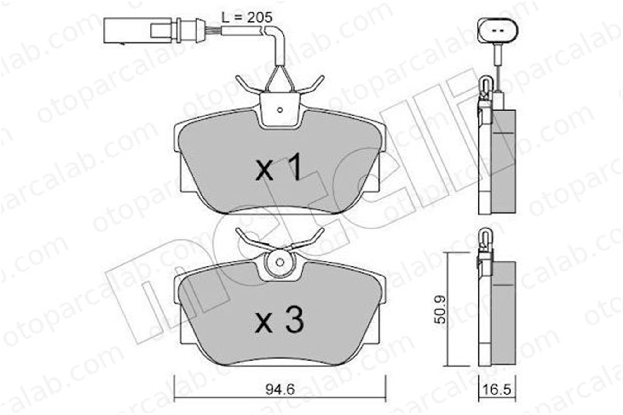 WONGA 22213 Fren Disk Balata Arka VW TRANSPORTER T4 Minibüs/Otobüs TRANSPORTER T4 Panelvan/Van 7D0698451G 7D0698451F