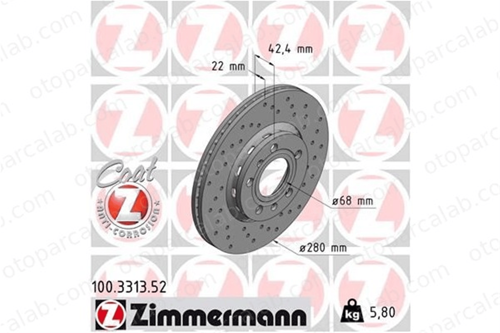 ZIMMERMANN 100.3313.52 Fren Disk Ayna Arka Sağ ve Sol AUDI A8 D3 VW PHAETON 3D0615601E 4E0615601