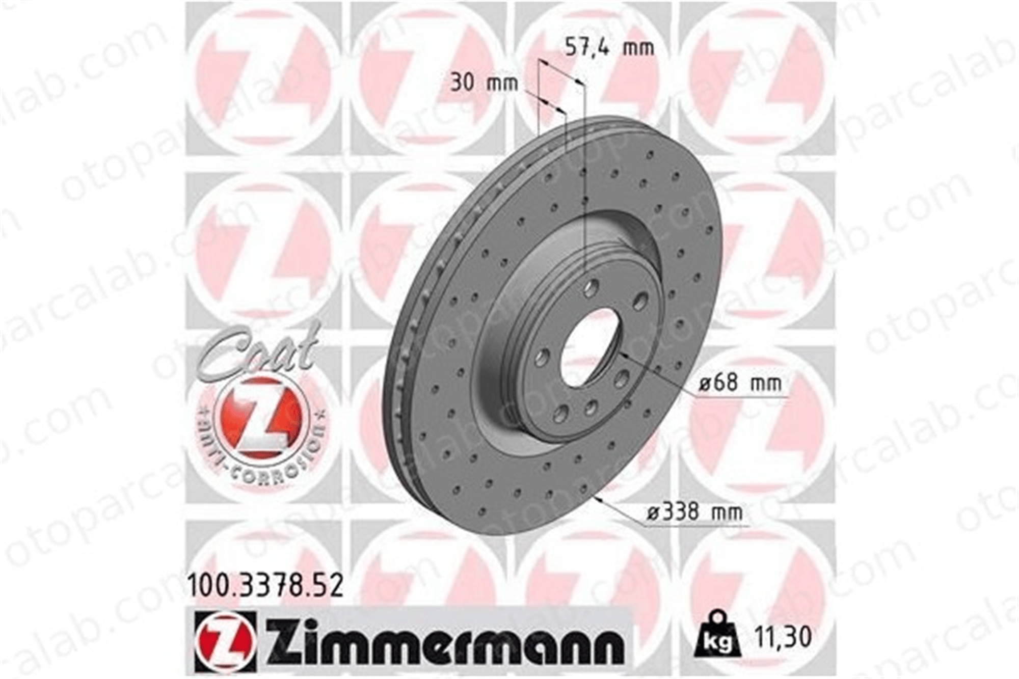 ZIMMERMANN 100.3378.52 Fren Disk Ayna Ön Sağ ve Sol AUDI A4 B9 A4 B9 Avant 80A615301F 8W0615301AB