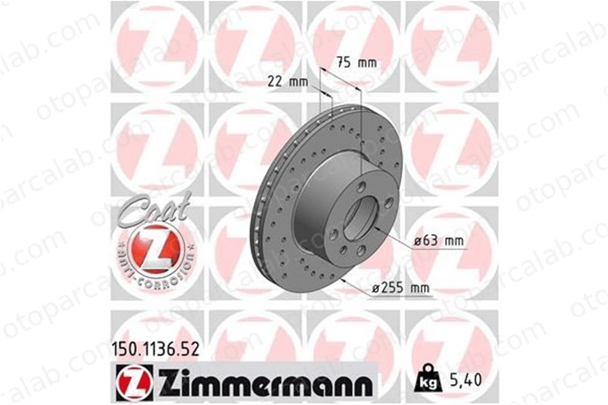 ZIMMERMANN 150.1136.52 Fren Disk Ayna Arka Sağ ve Sol BMW 3 34111119111 34111119112