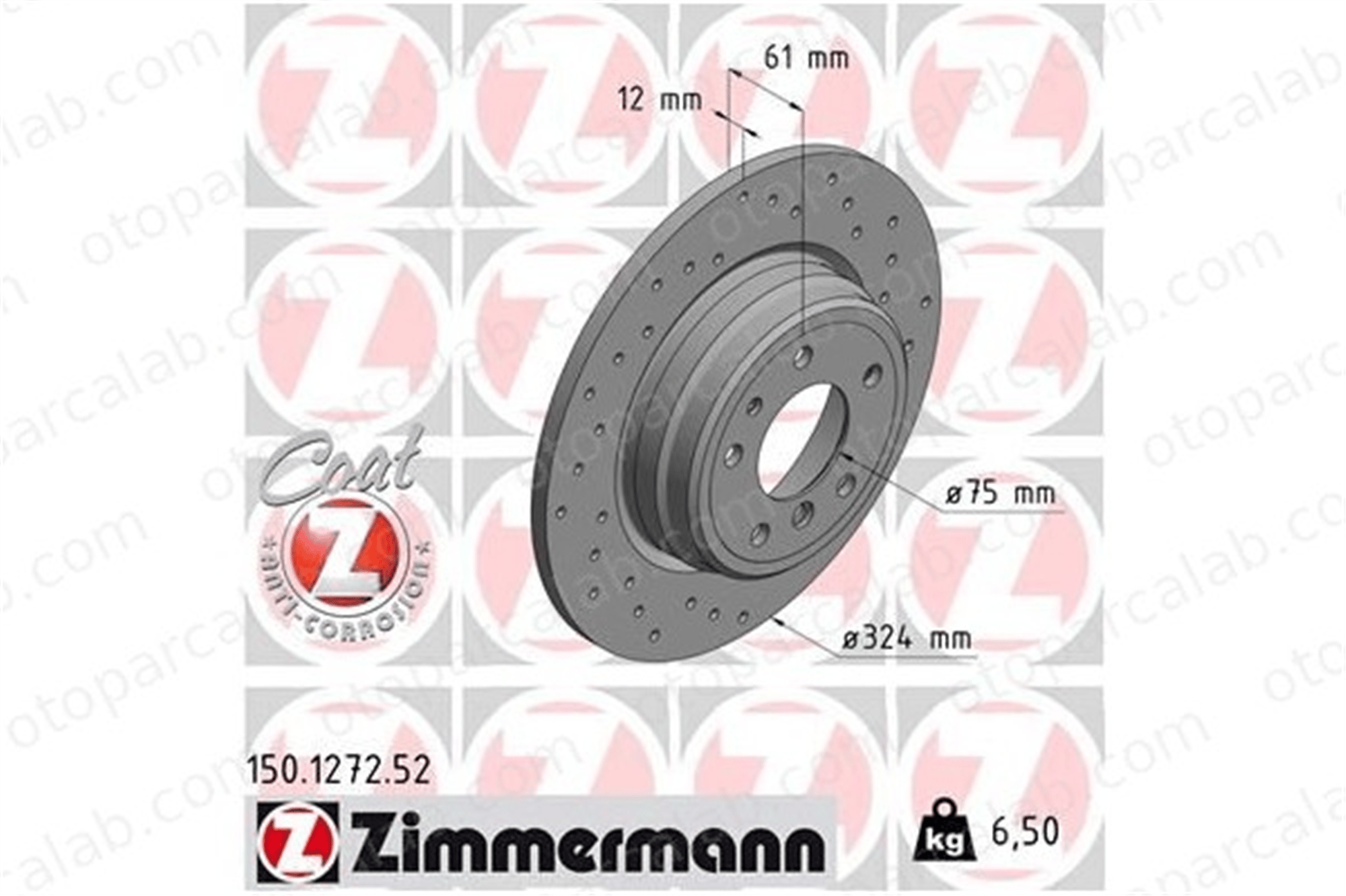 ZIMMERMANN 150.1272.52 Fren Disk Ayna Arka Sağ ve Sol BMW 7 8 34211157953 34211159900