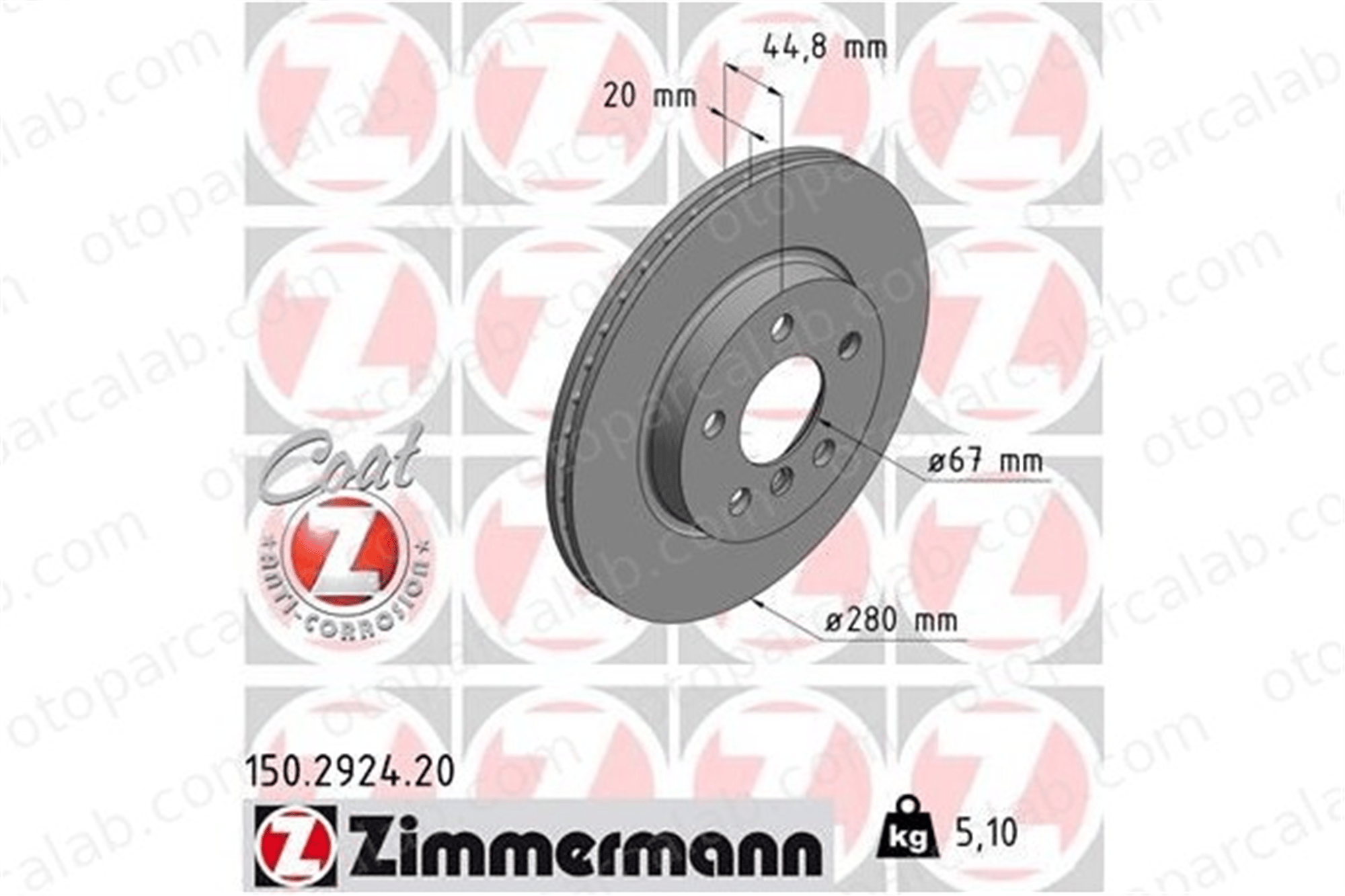ZIMMERMANN 150.2924.20 Fren Disk Ayna Ön Sağ ve Sol BMW i3 34116861649 34116866293