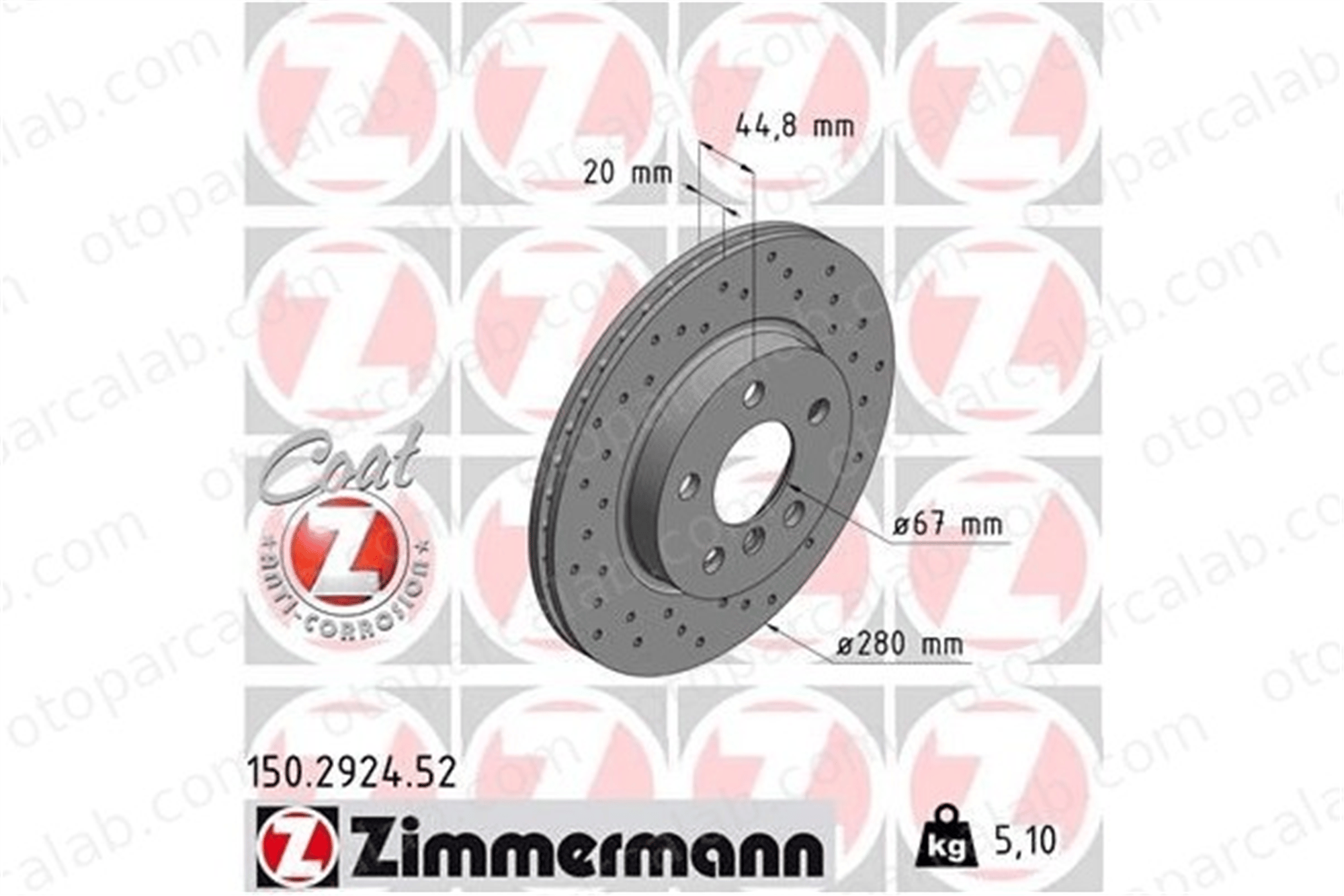 ZIMMERMANN 150.2924.52 Fren Disk Ayna Ön Sağ ve Sol BMW i3 34116861649 34116866293