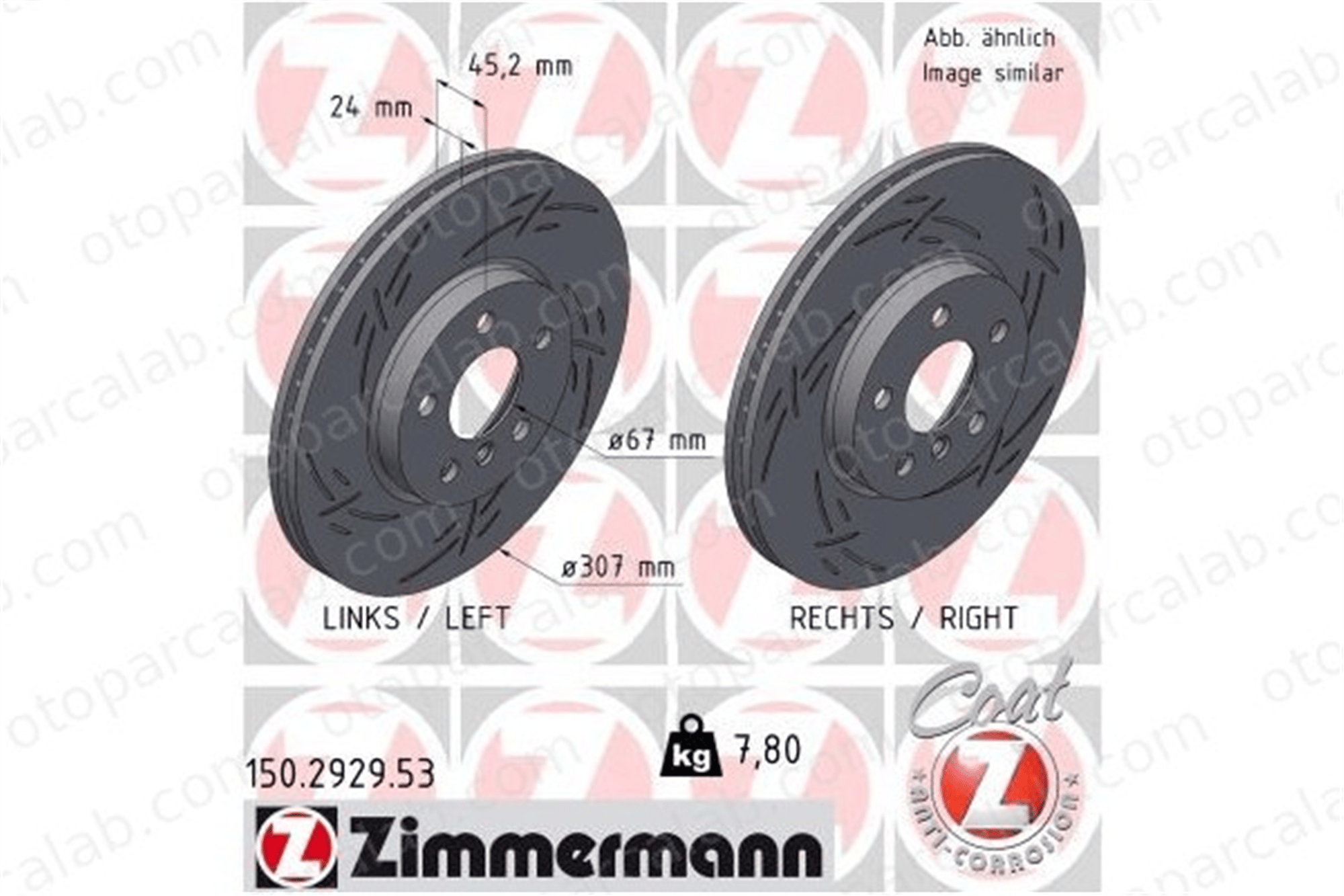 ZIMMERMANN 150.2929.53 Fren Disk Ayna Ön Sağ ve Sol BMW X1 MINI MINI CLUBMAN 34106891079 34116799351