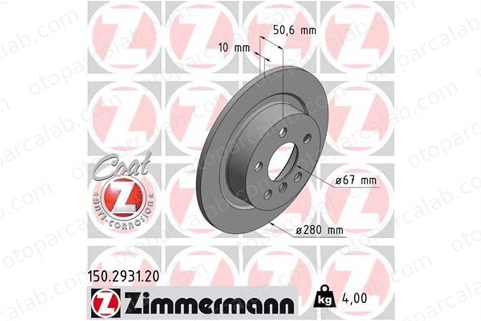 ZIMMERMANN 150.2931.20 Fren Disk Ayna Arka Sağ ve Sol MINI MINI COUNTRYMAN BMW 2 Active Tourer 34216799367 34206891085