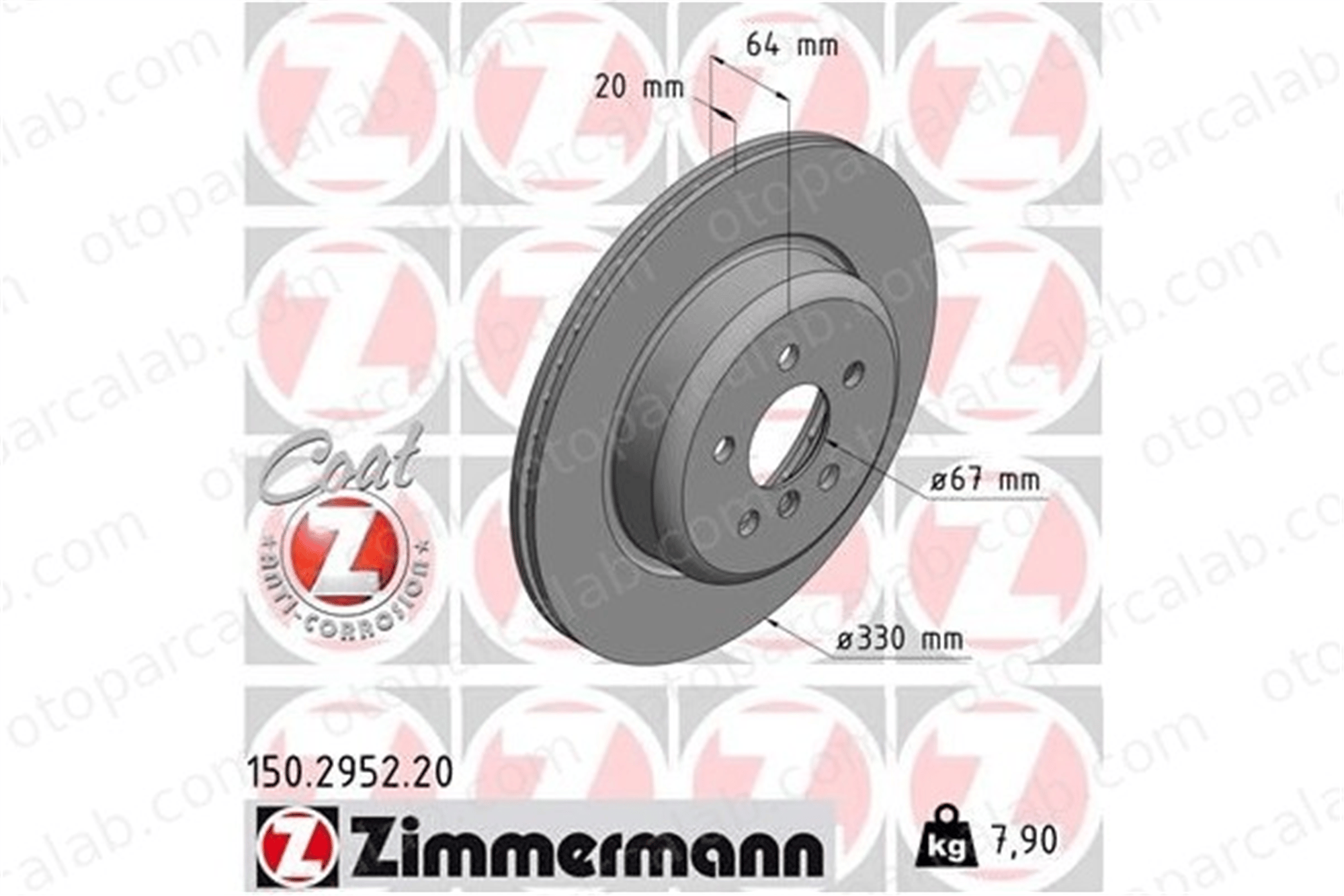 ZIMMERMANN 150.2952.20 Fren Disk Ayna Arka Sol BMW 5 5 Touring 34216882245 34206883979