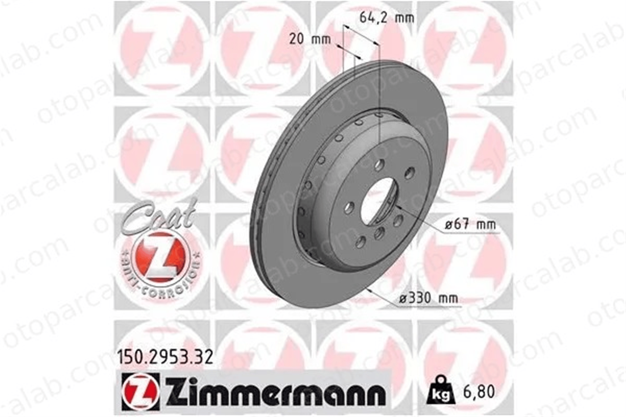 ZIMMERMANN 150.2953.32 Fren Disk Ayna Arka Sağ BMW 5 5 Touring 34206883980 34207915320
