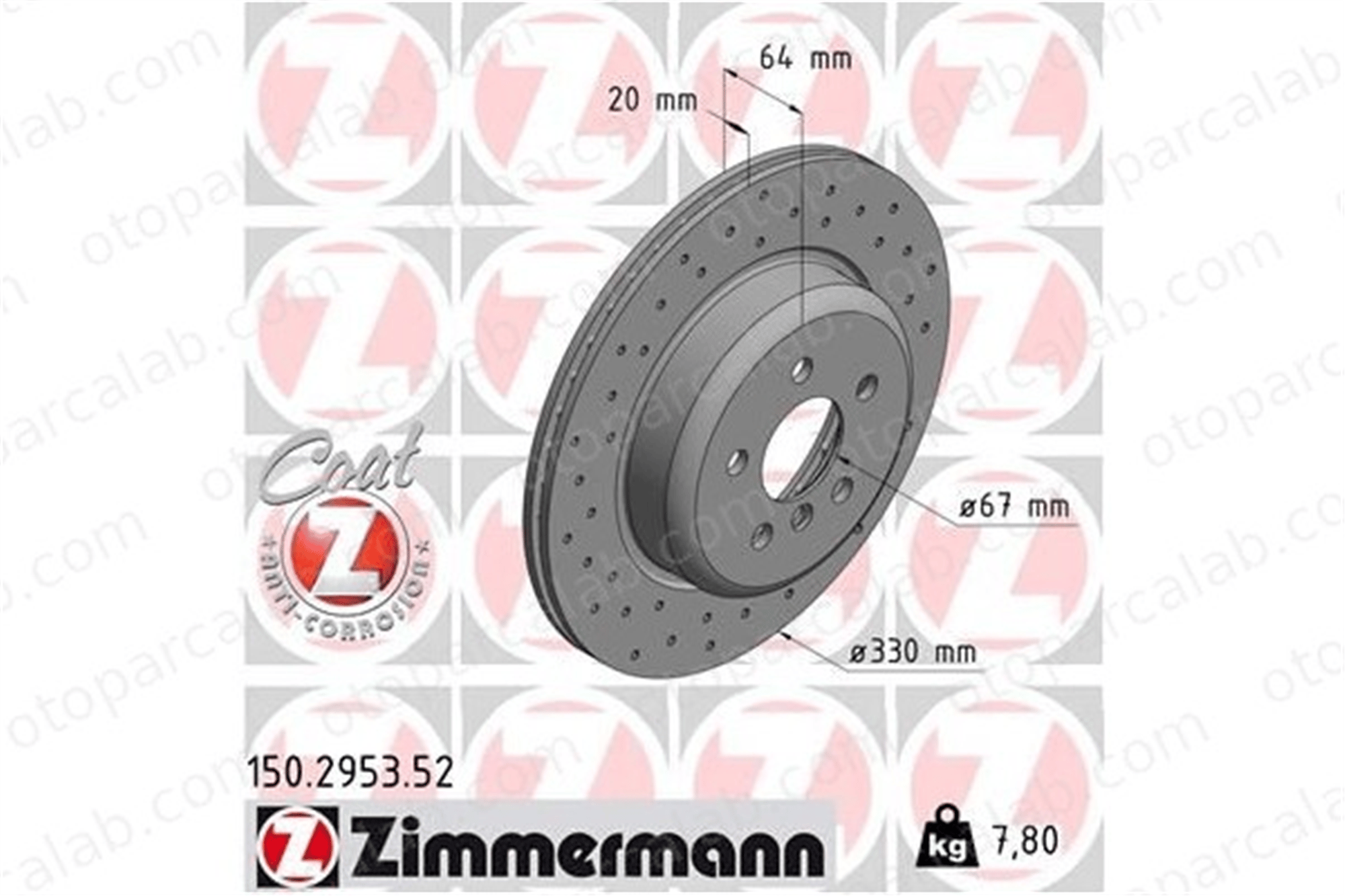 ZIMMERMANN 150.2953.52 Fren Disk Ayna Arka Sağ BMW 5 5 Touring 34216882246 34206883980