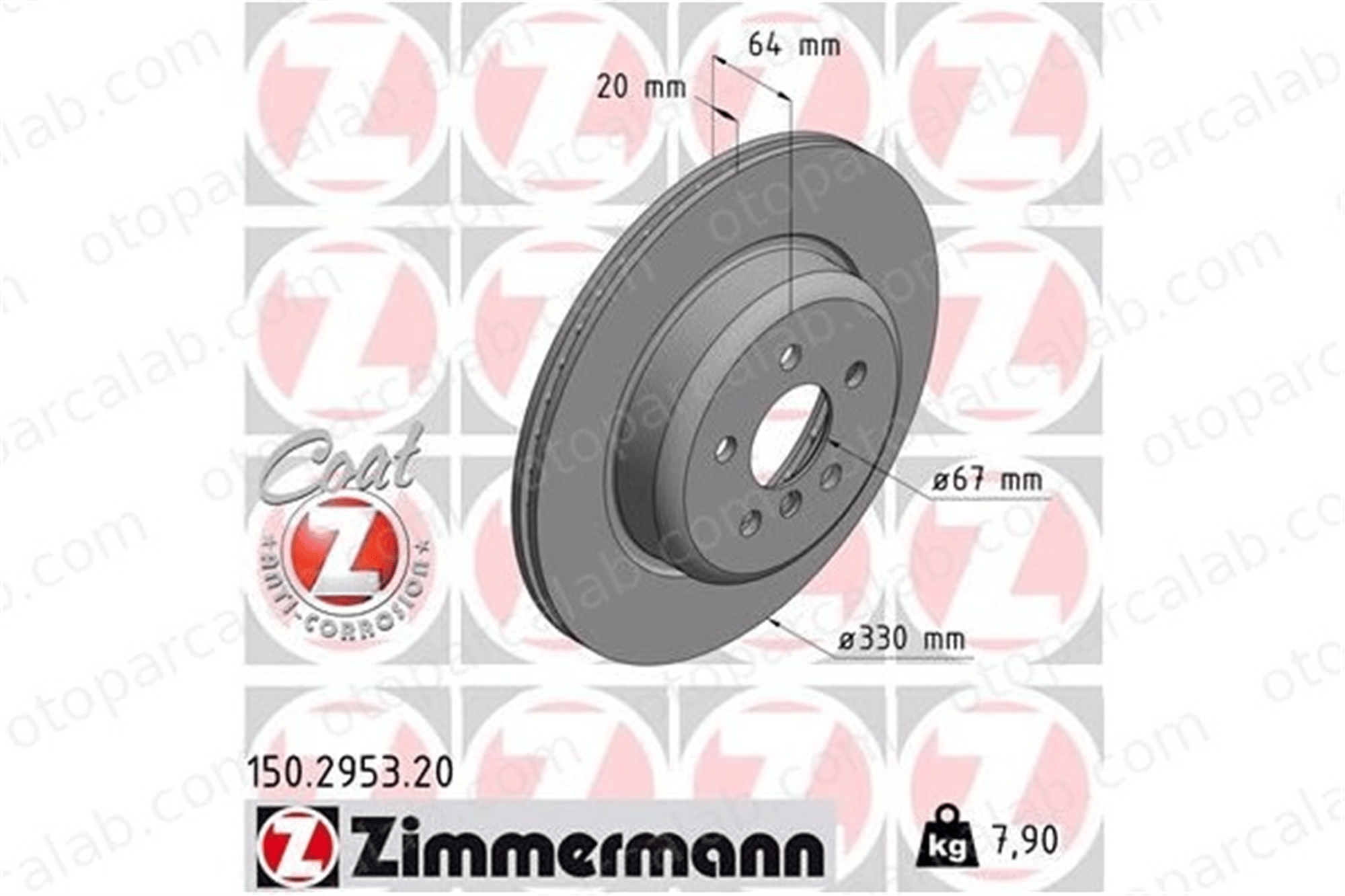 ZIMMERMANN 150.2953.20 Fren Disk Ayna Arka Sağ BMW 5 5 Touring 34216882246 34206883980